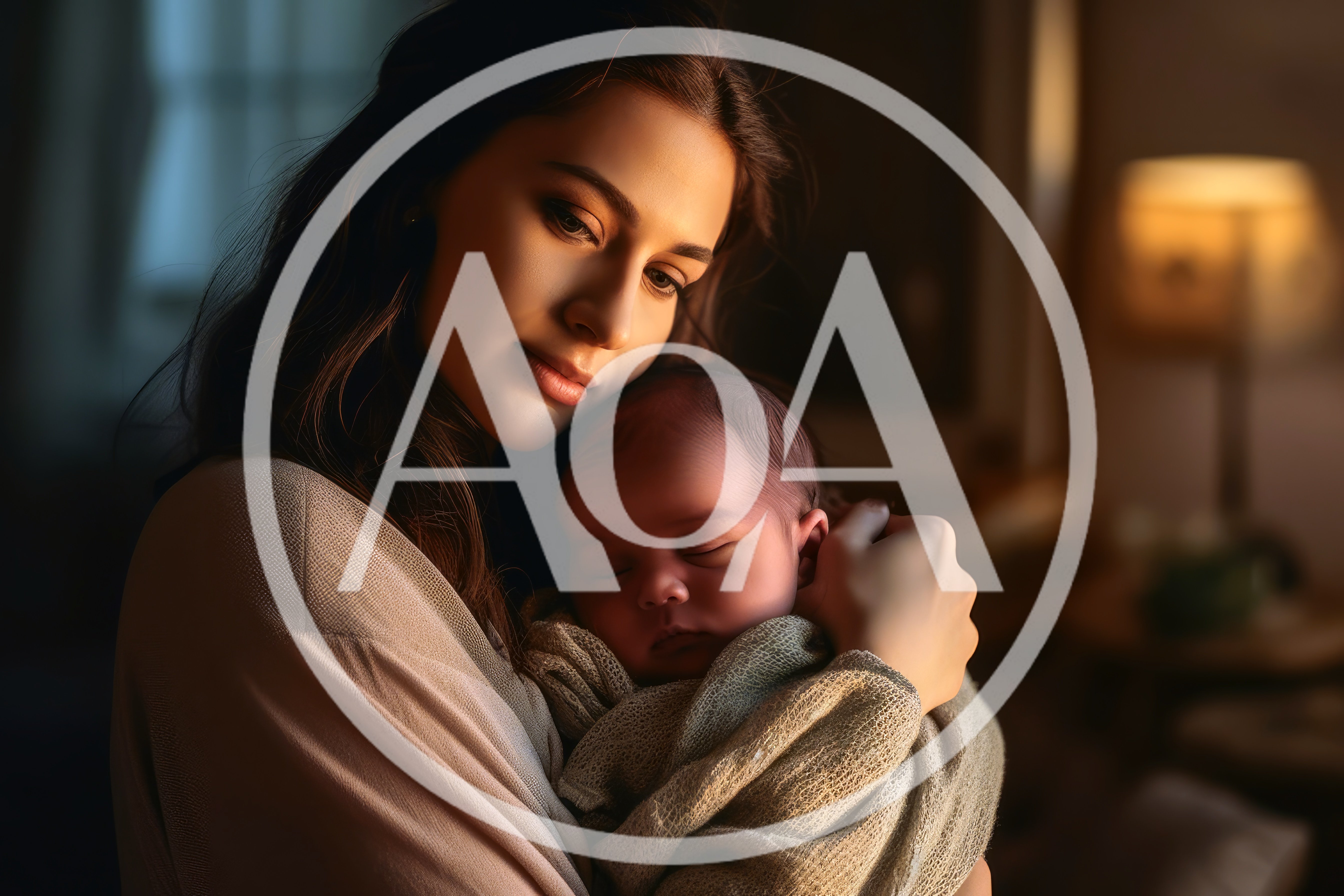 Mother Gently Holding Her Sleeping Newborn Baby