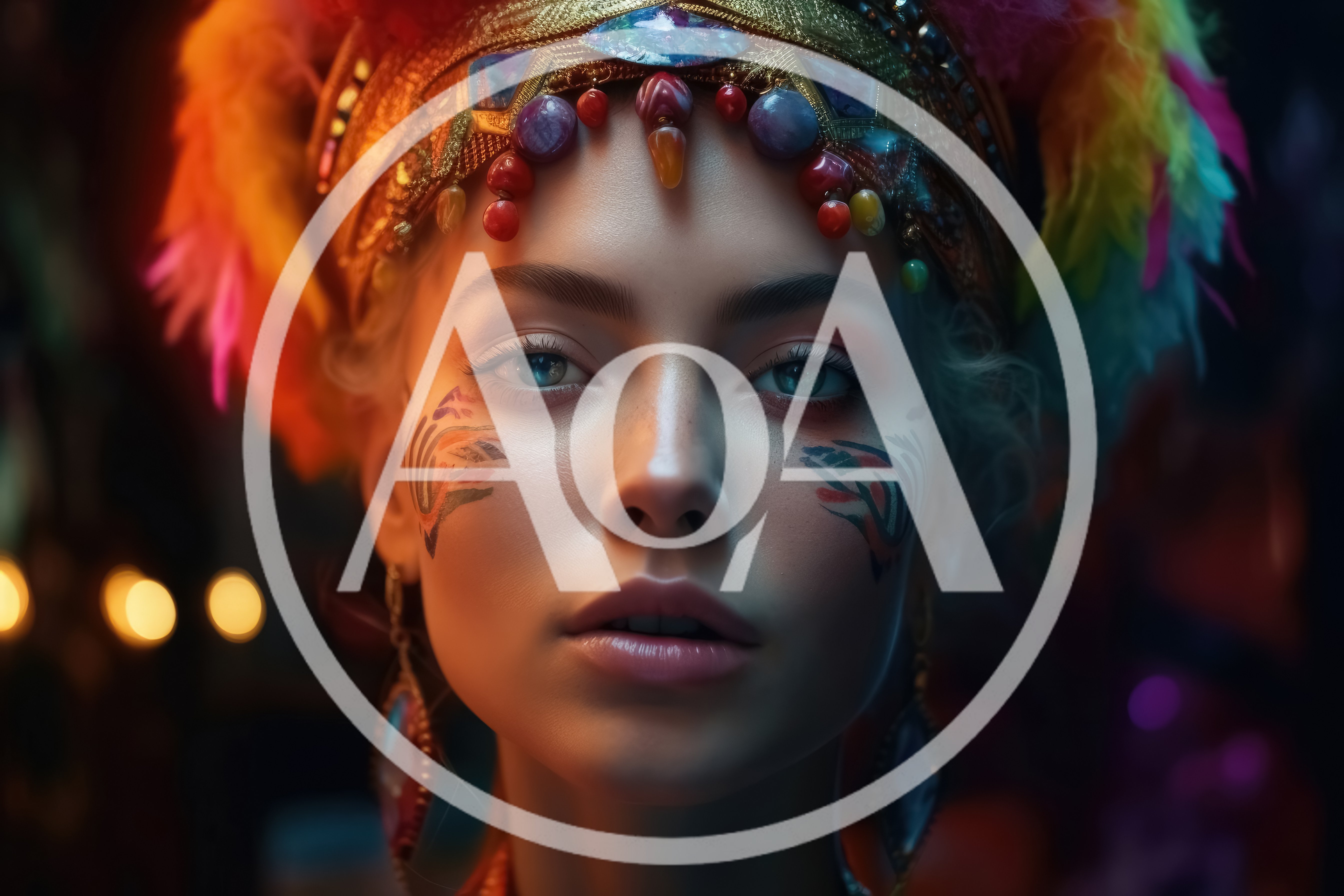 Portrait Of A Woman In Vibrant Carnival Headdress