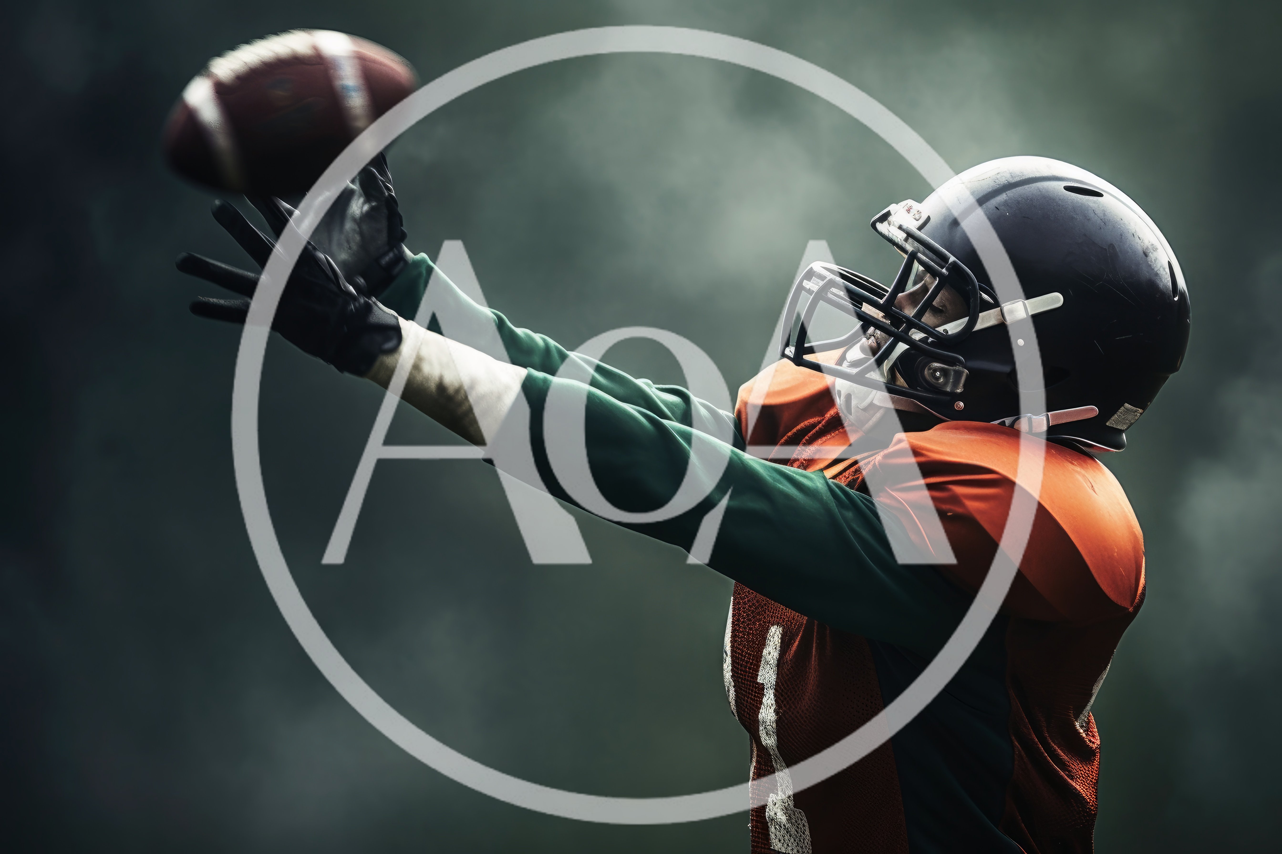 American Football Player Catching A Football