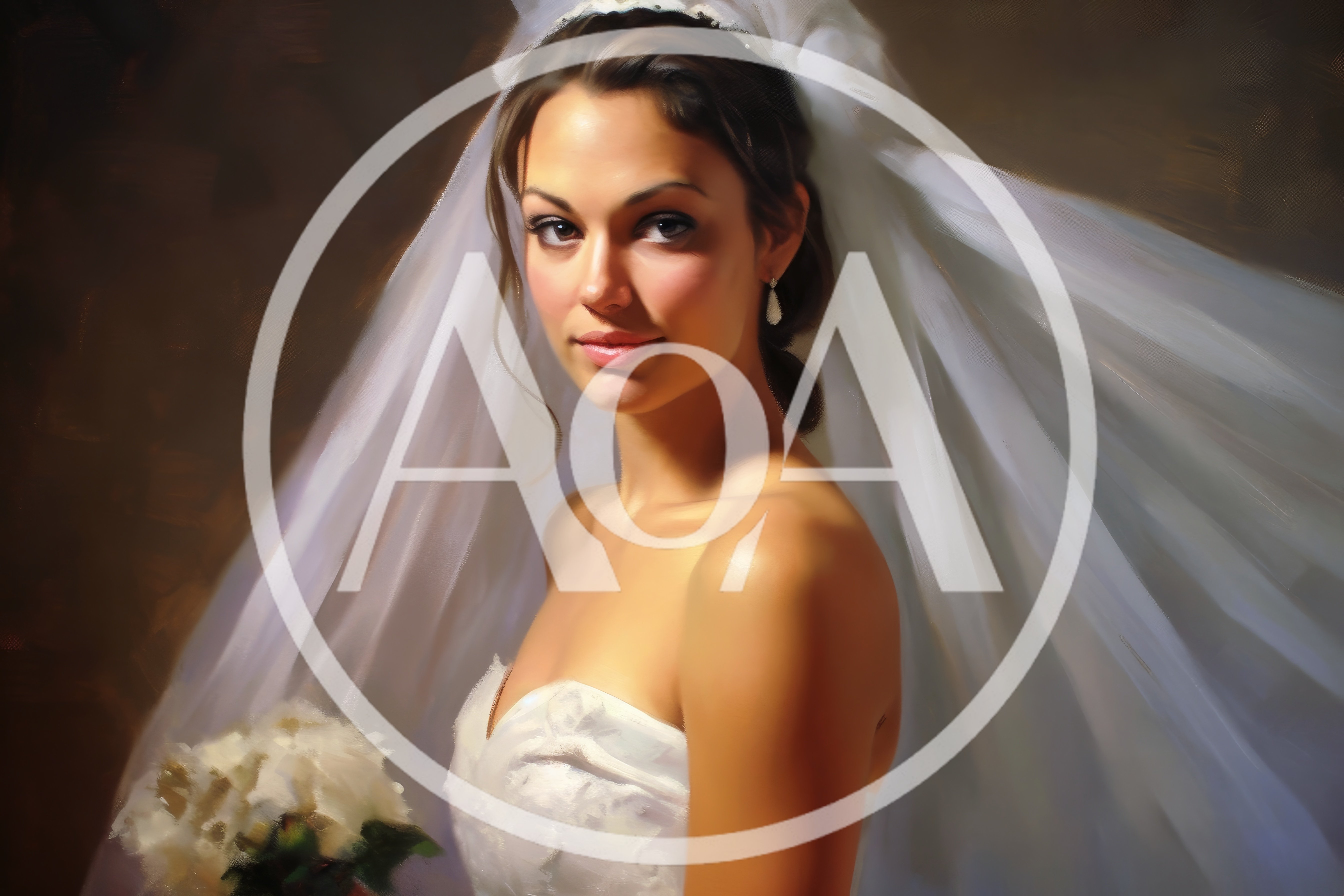 Portrait Of A Beautiful Bride In Wedding Dress
