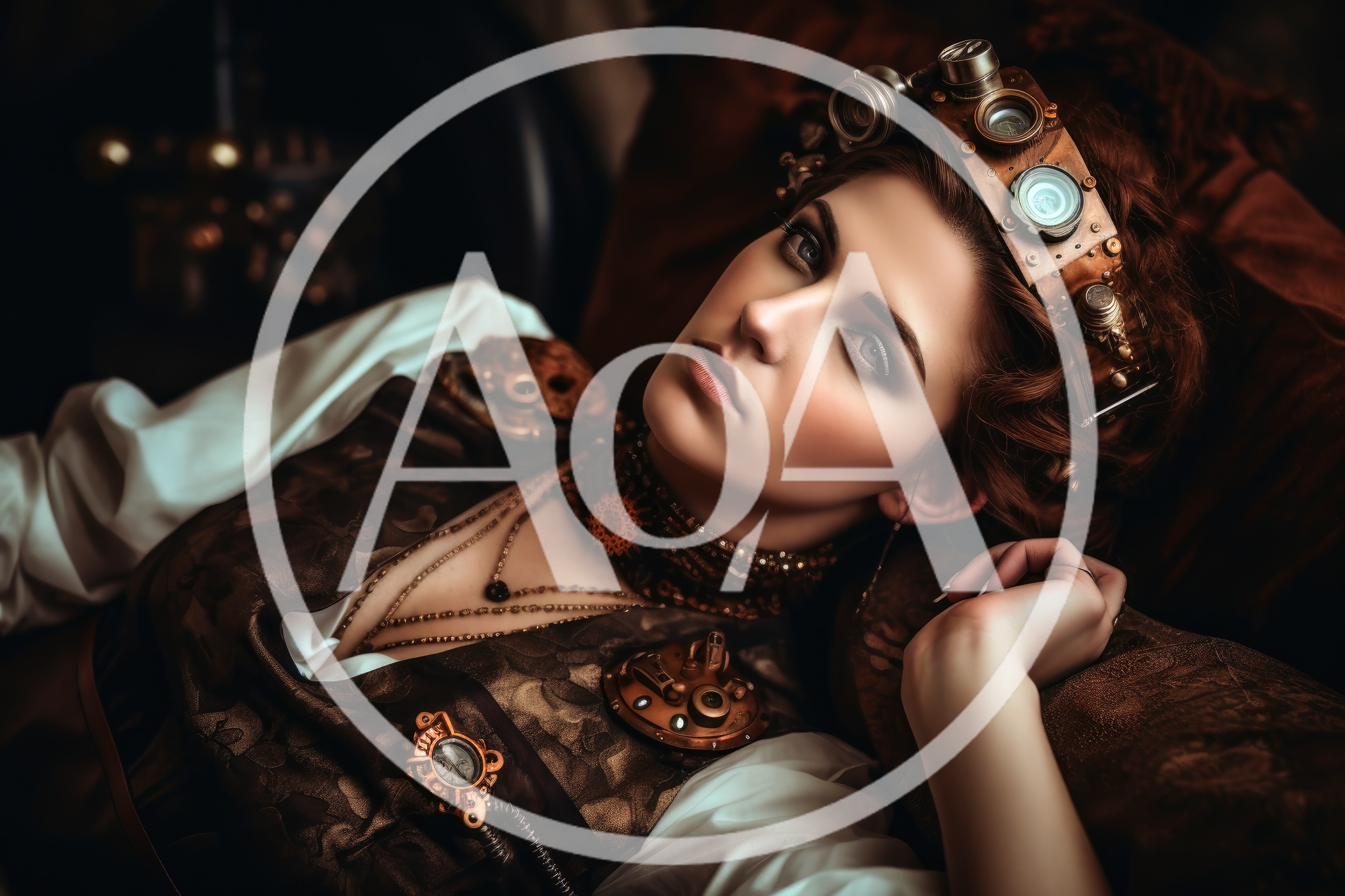 Steampunk Woman With Goggles Resting On A Couch