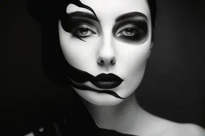 Portrait Of A Woman With Artistic Black And White Makeup