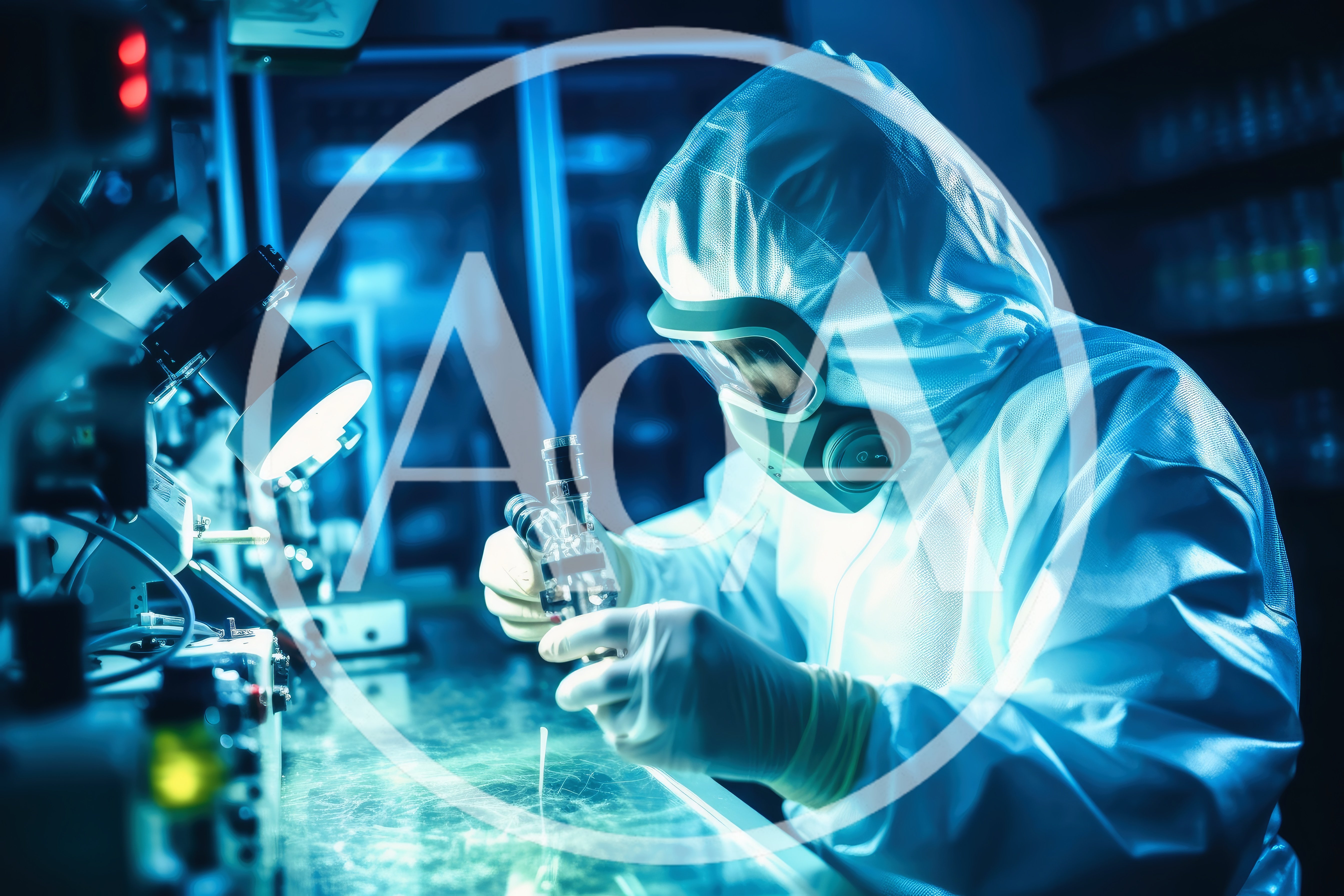 Scientist in Hazmat Suit Working in Laboratory