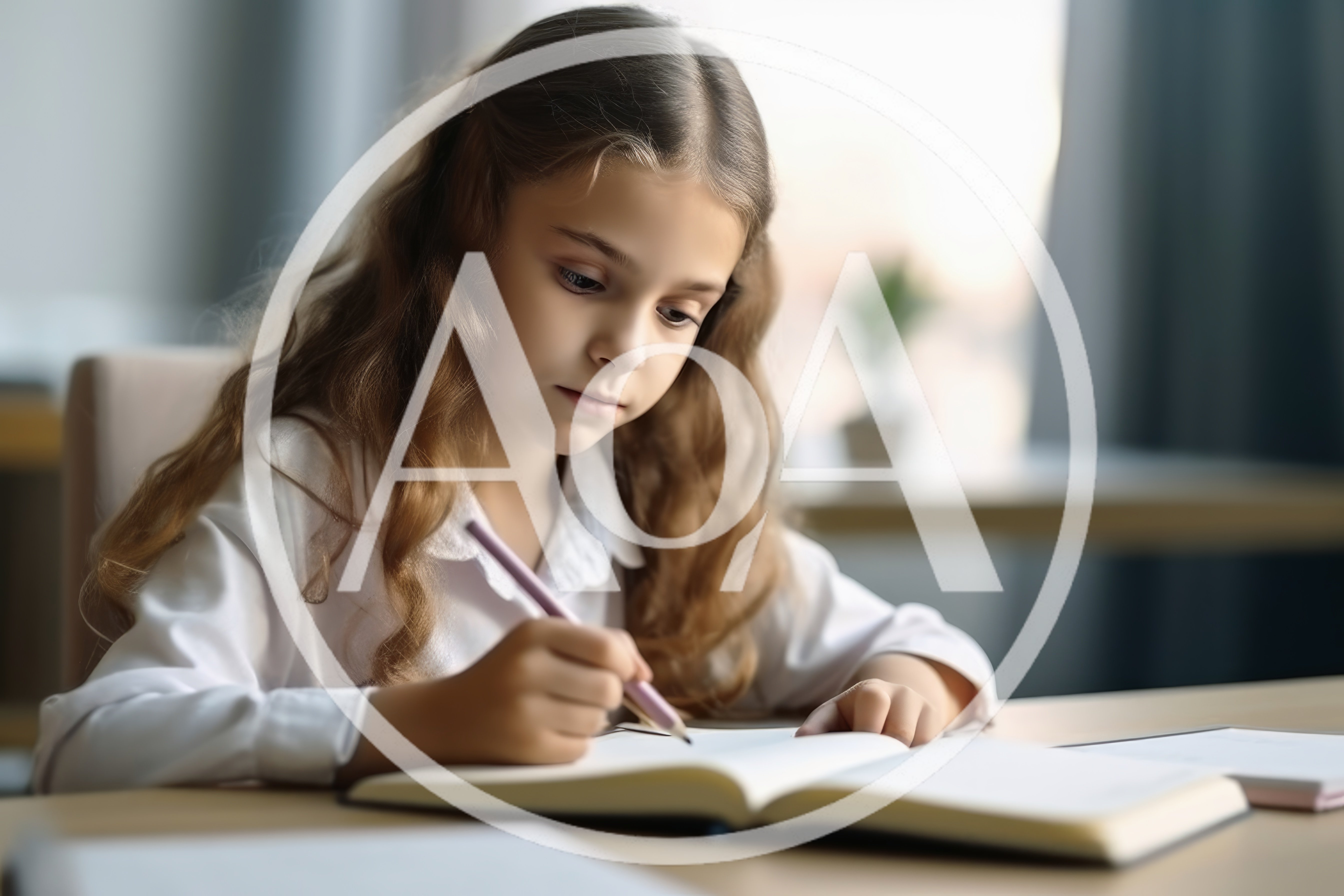 Young Girl Writing In A Notebook At Her Desk