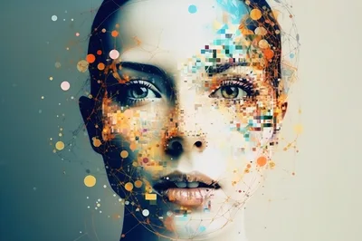 Digital Portrait Of A Woman With Glitch Art Effects