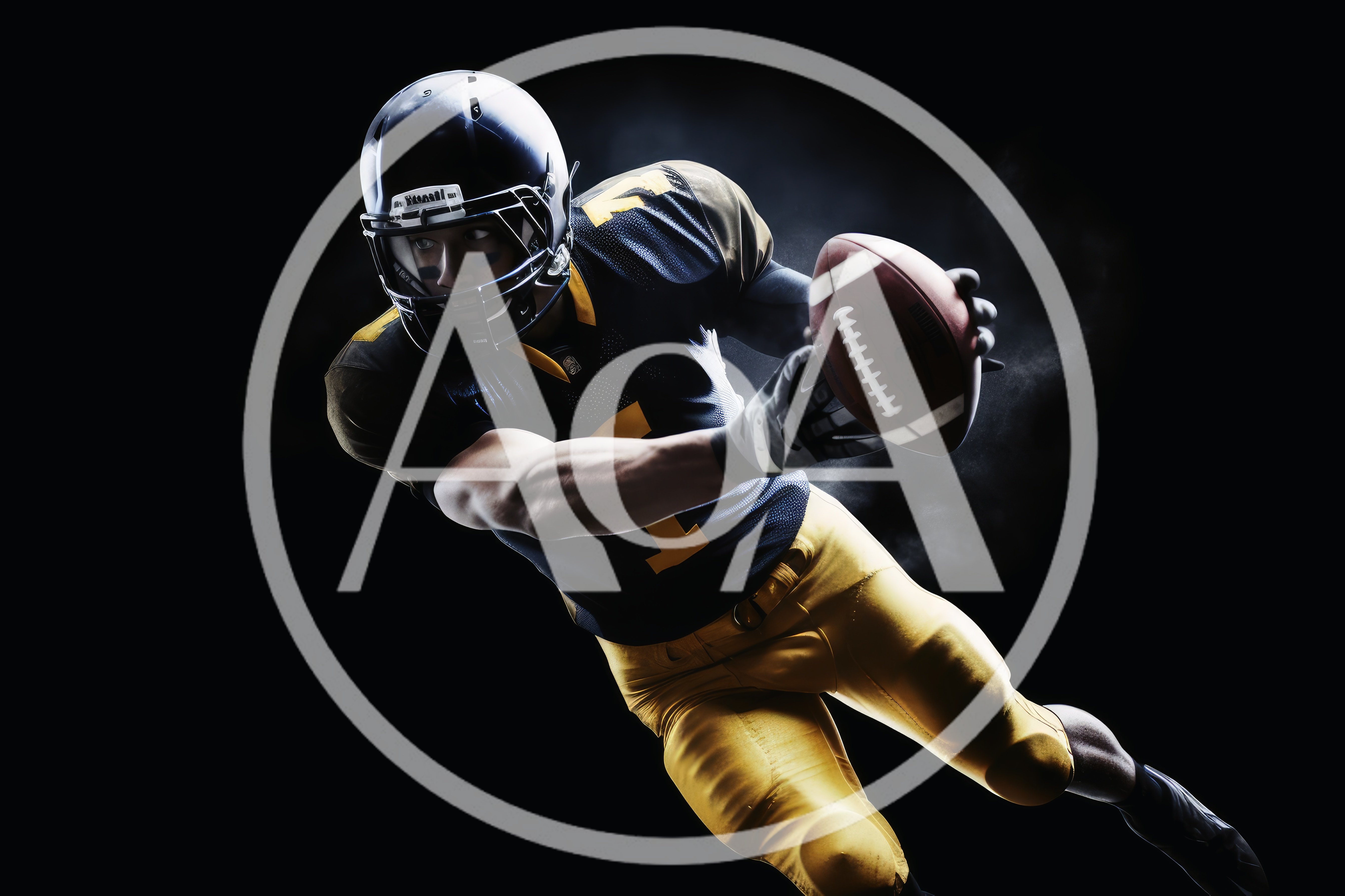 American Football Player Running With Ball