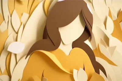 Paper Cutout Illustration Of A Woman In Nature