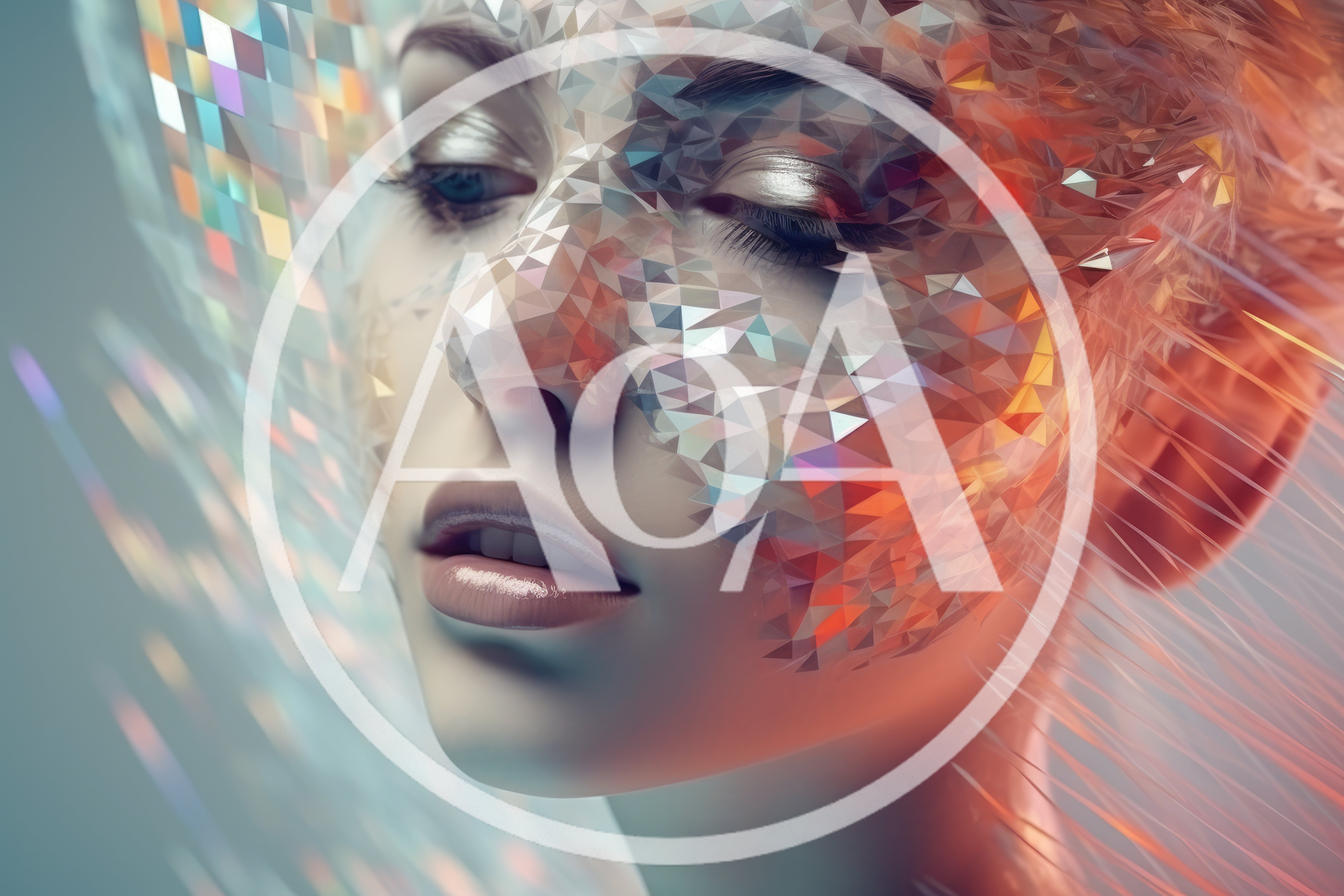 Digital Portrait Of A Woman With Geometric Faceted Face