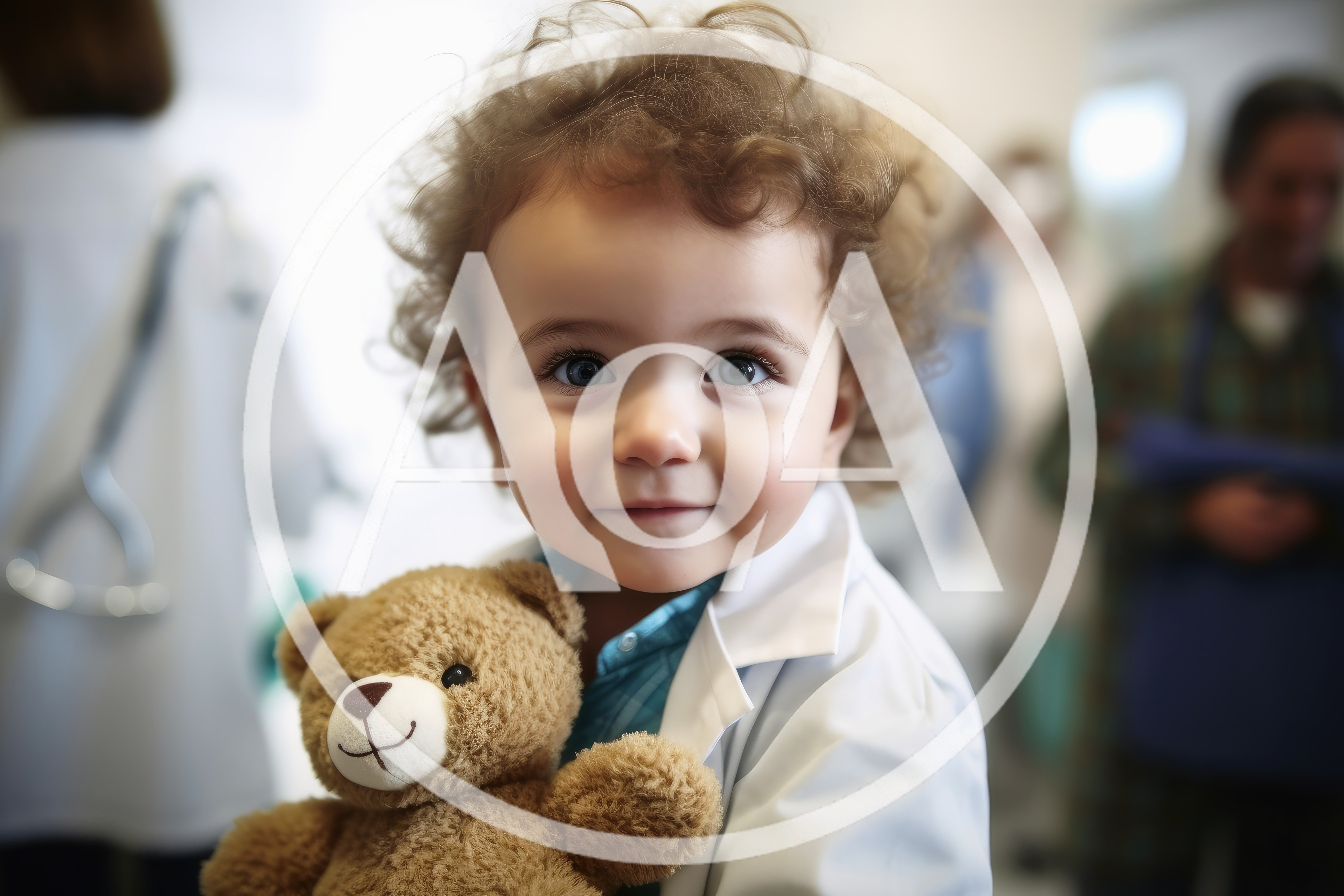 Toddler Dressed As A Doctor Holding A Teddy Bear