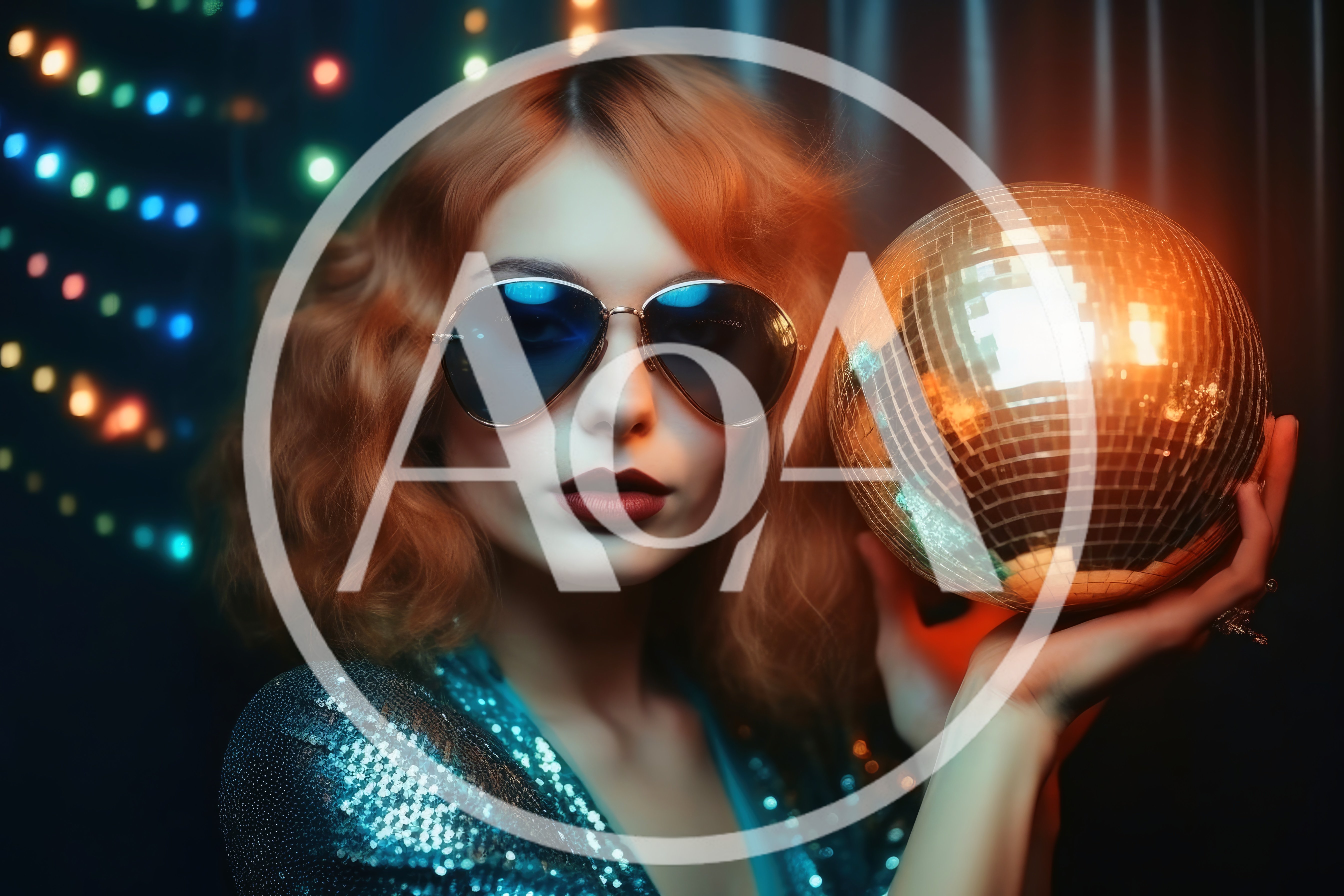 Stylish Woman Holding A Golden Disco Ball