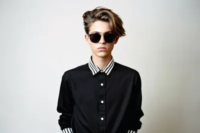 Young Man Wearing Black Shirt And Sunglasses