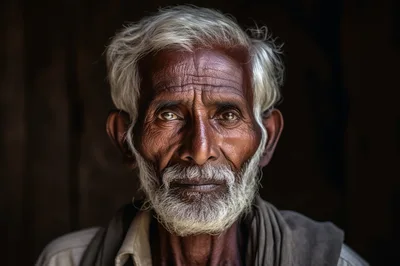 Portrait Of An Elderly Indian Man