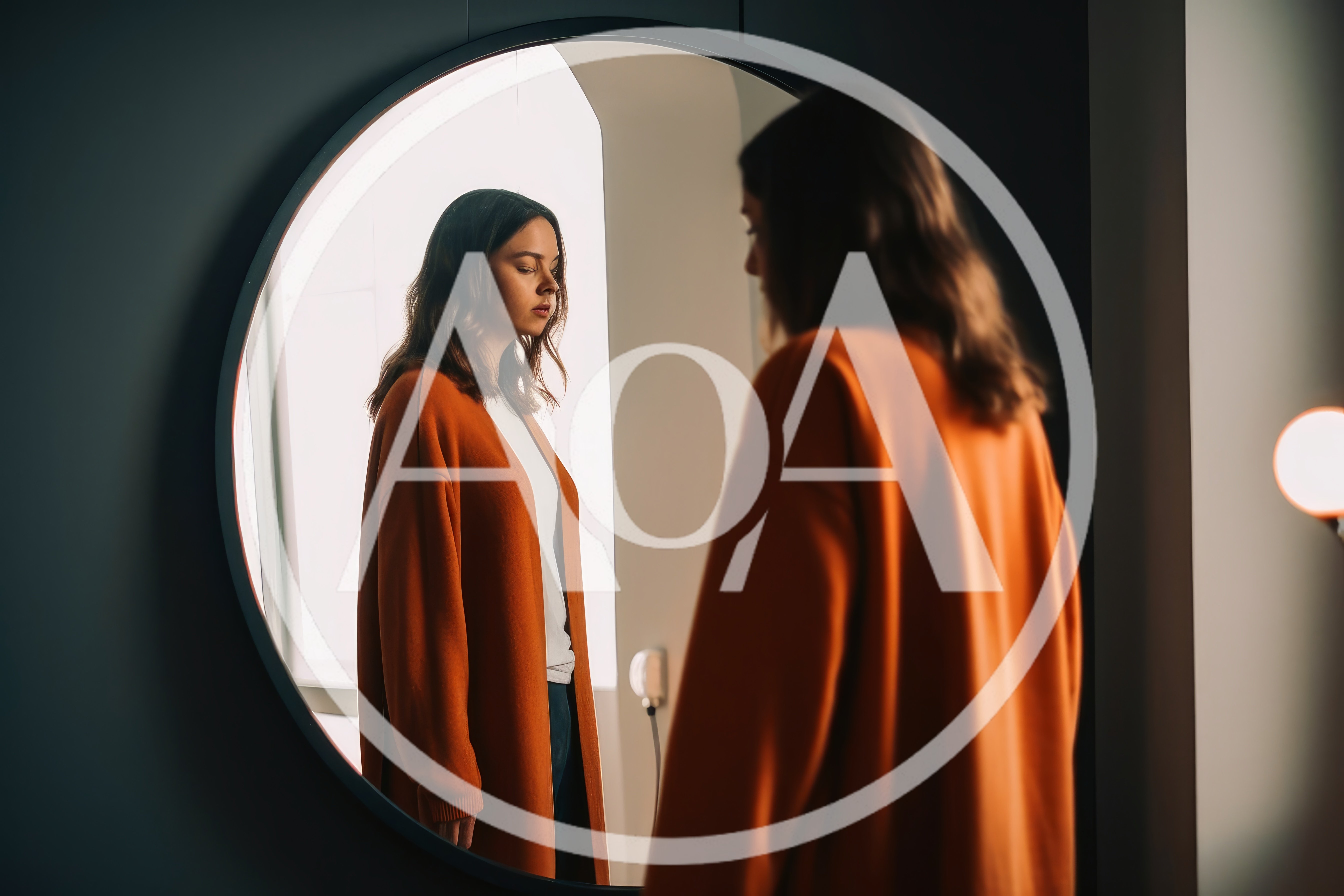 Young Woman Looking At Her Reflection In A Mirror