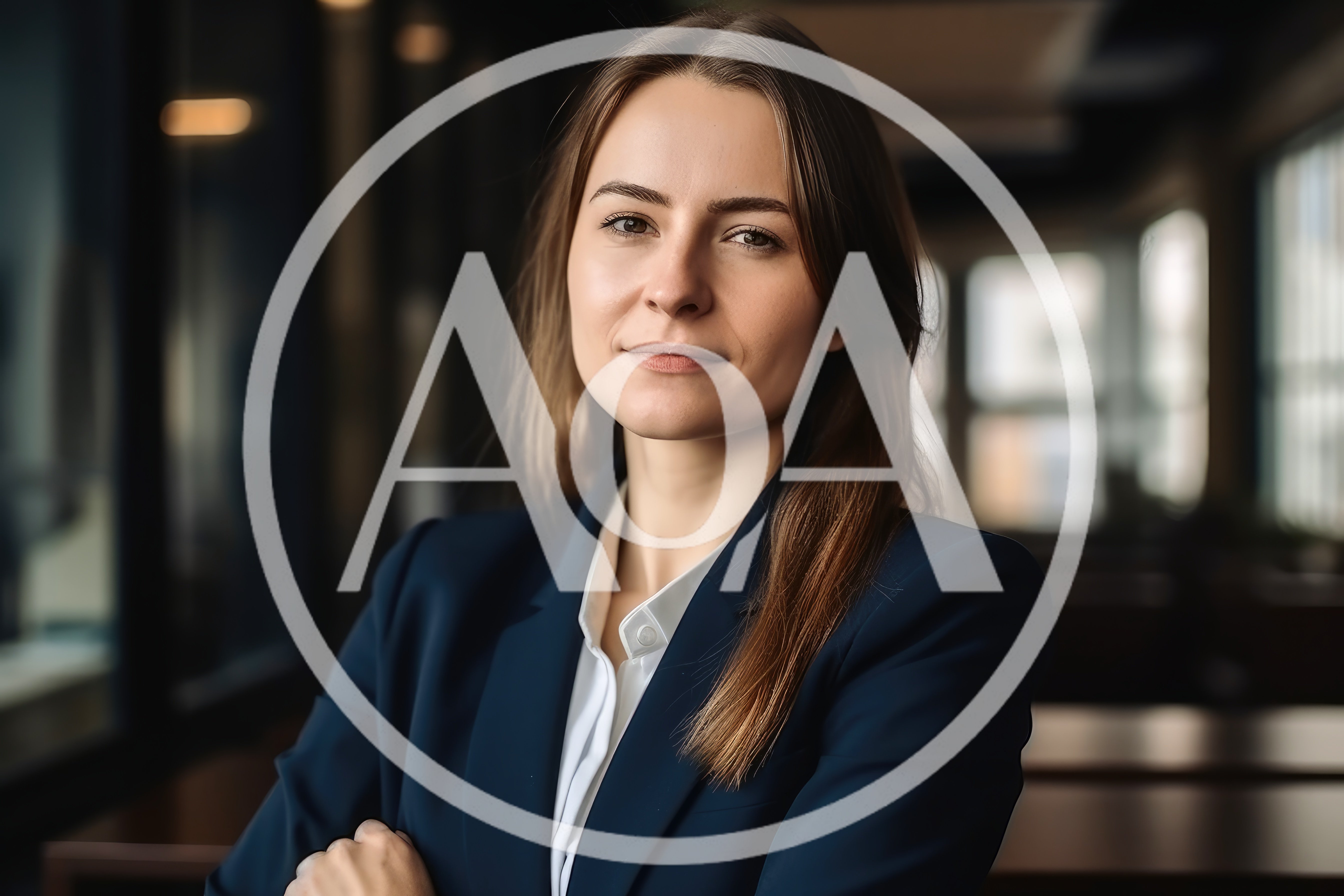 Professional Businesswoman Posing In A Modern Office Setting