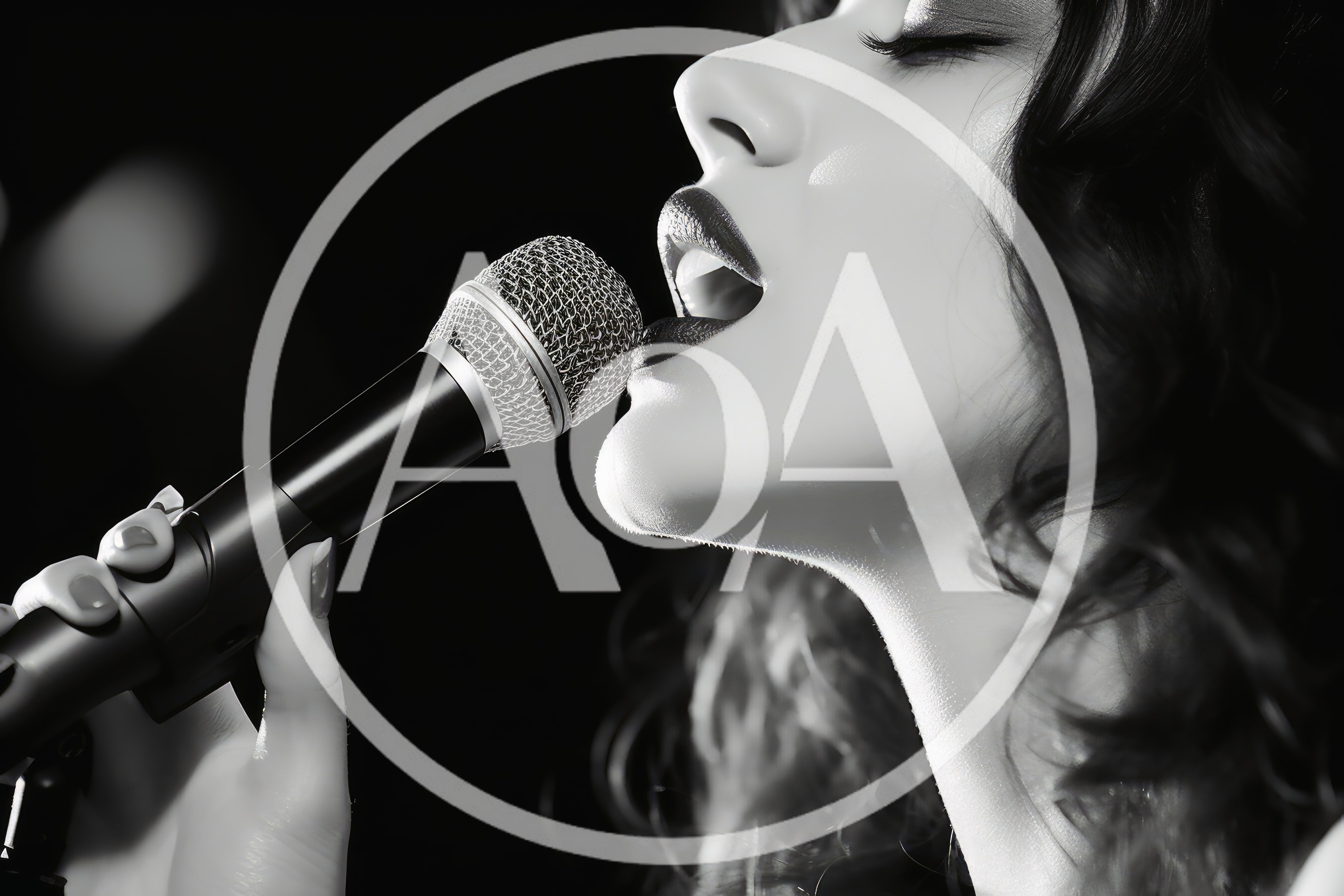 Close Up Of A Female Singer Performing With Microphone