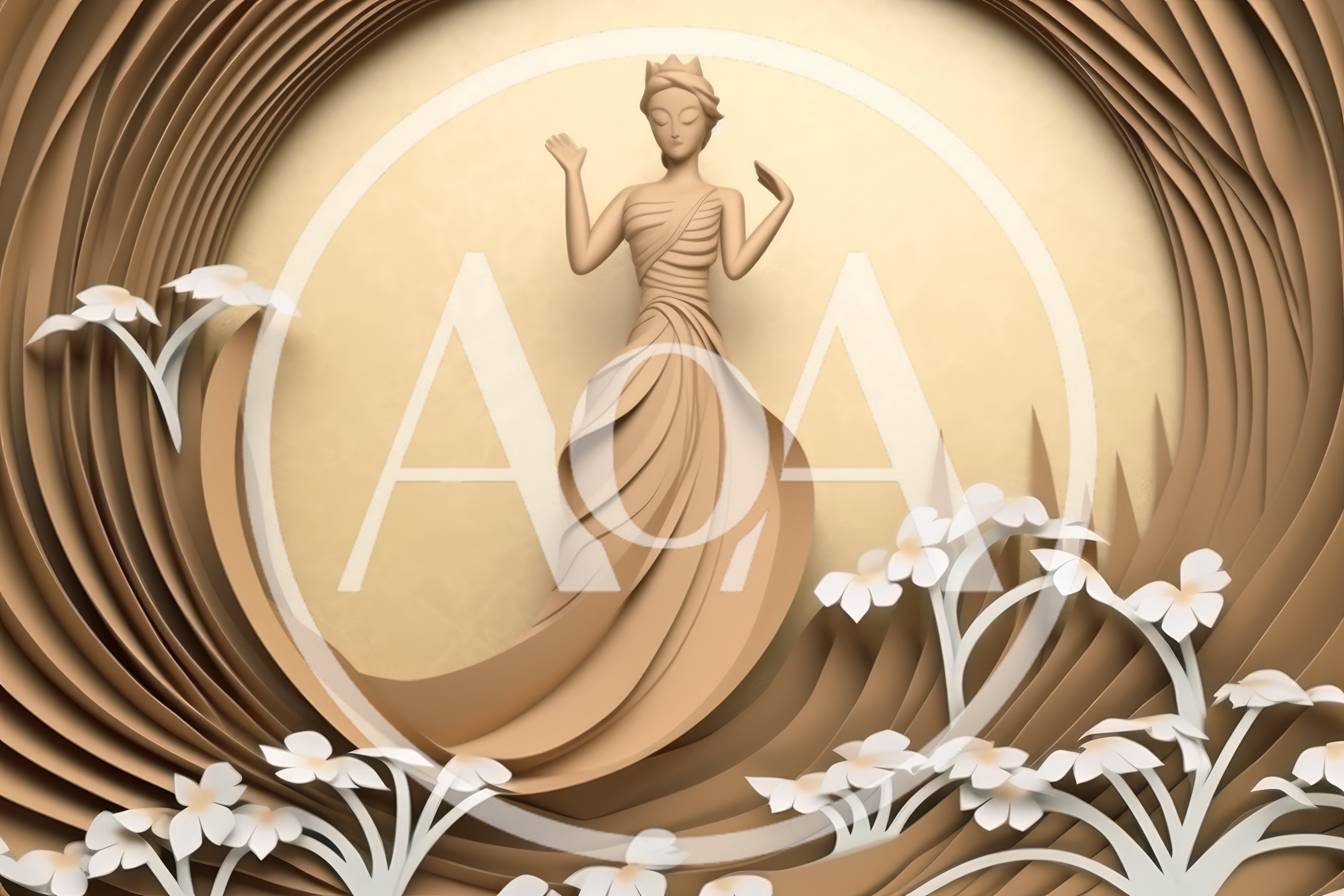 Paper Cutout Style Goddess Illustration