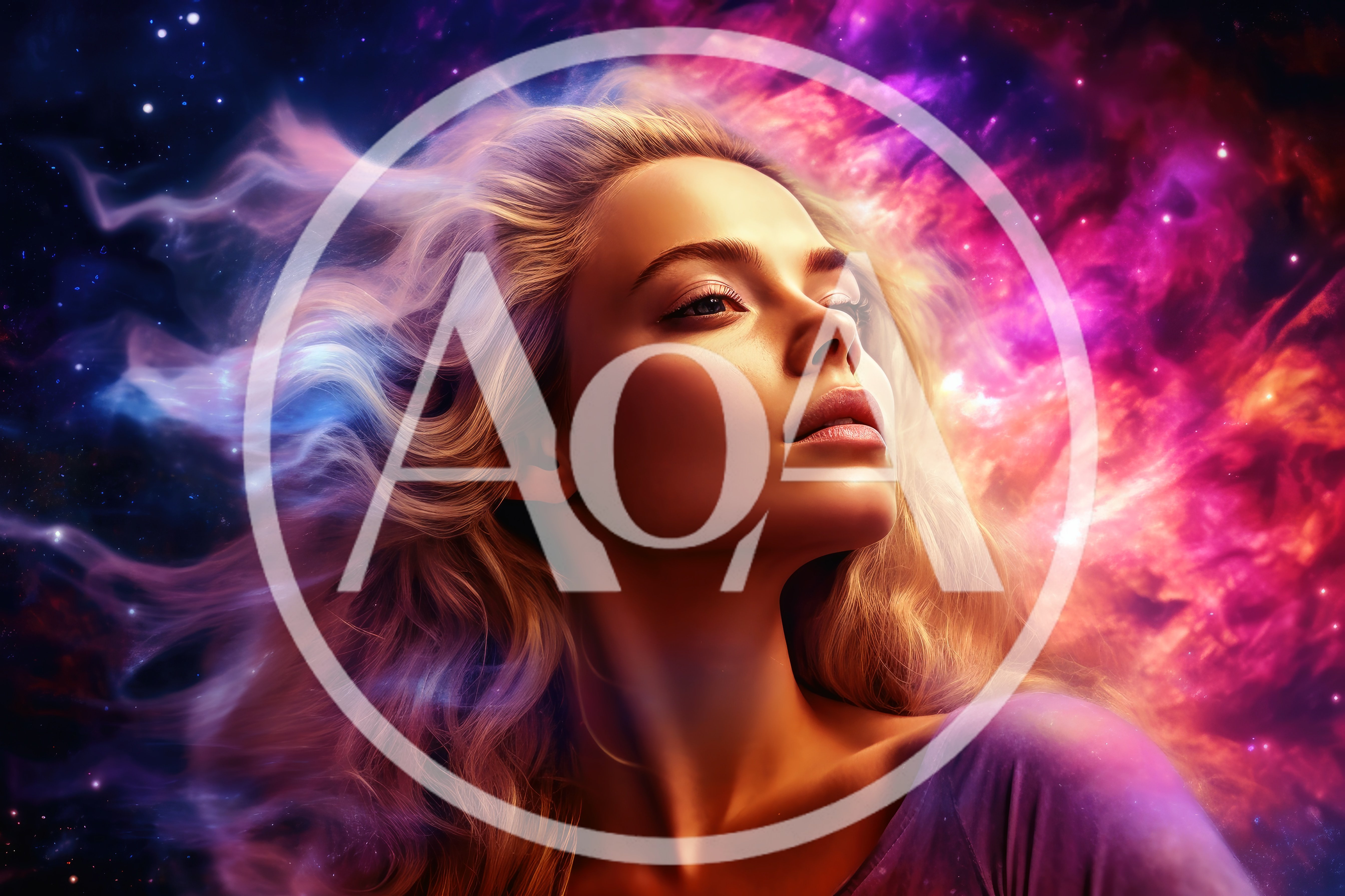 Ethereal Woman With Flowing Hair In Cosmic Nebula
