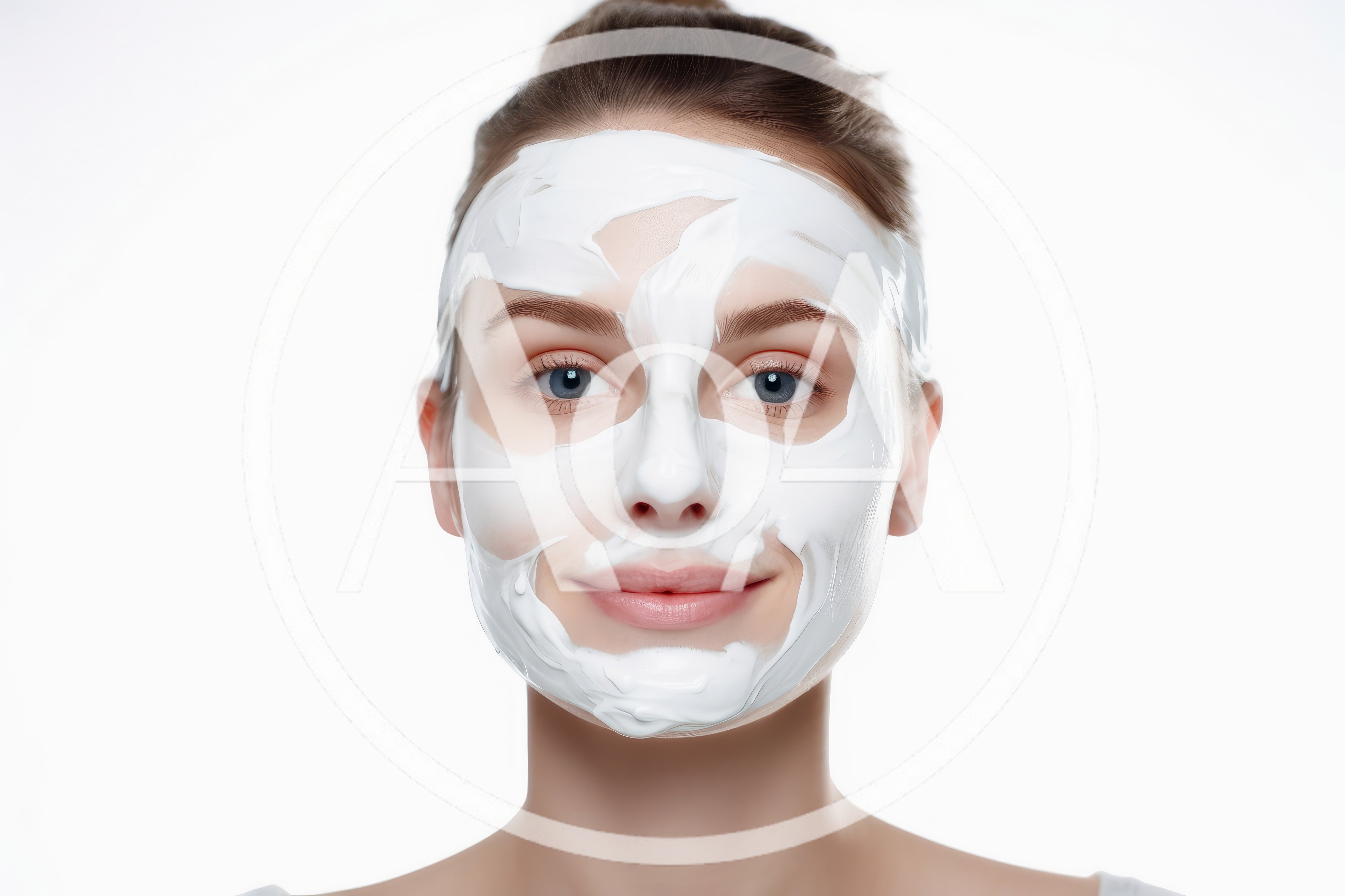 Young Woman Applying White Facial Mask