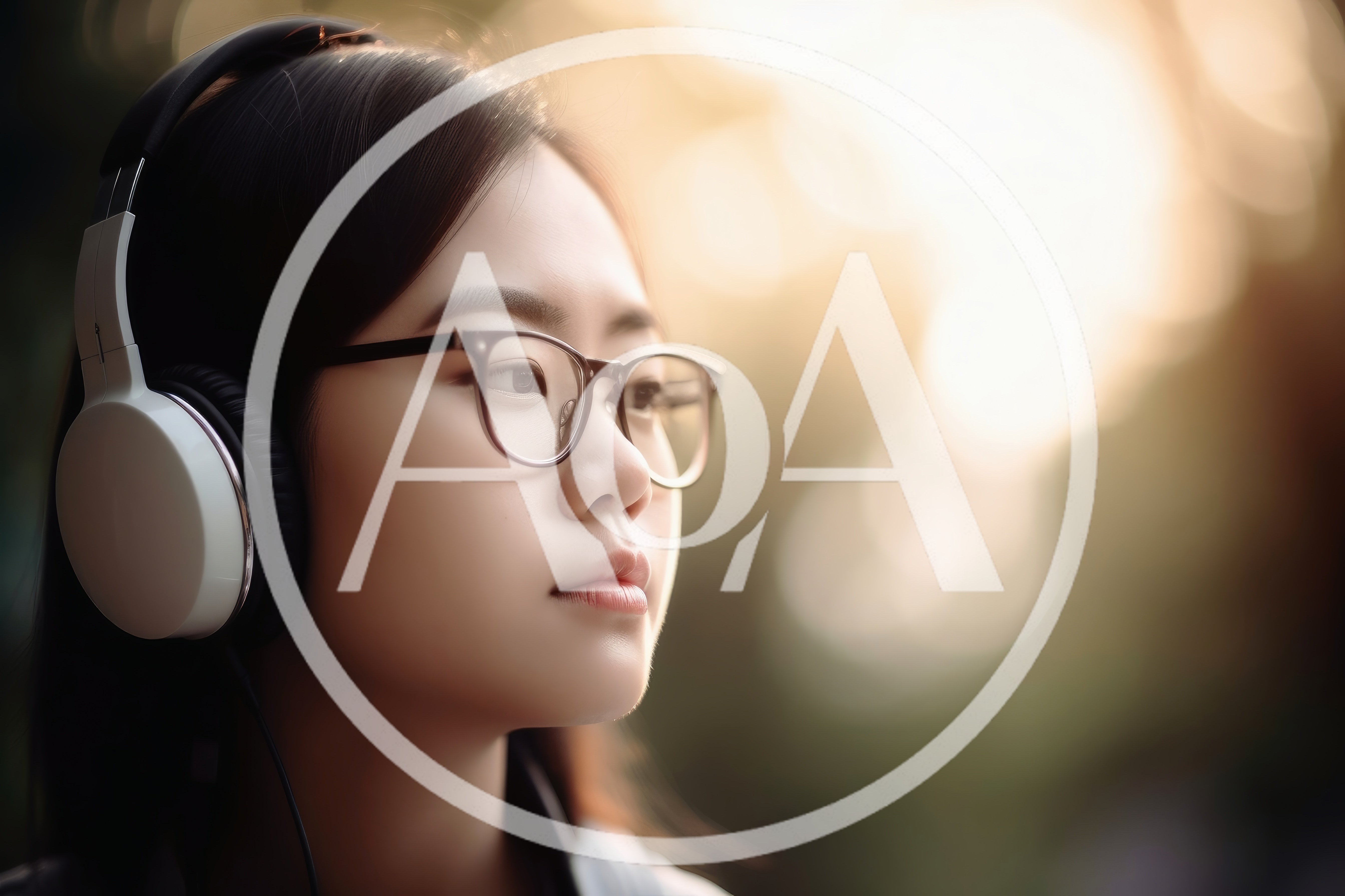 Young Asian Woman Wearing Headphones Outdoors
