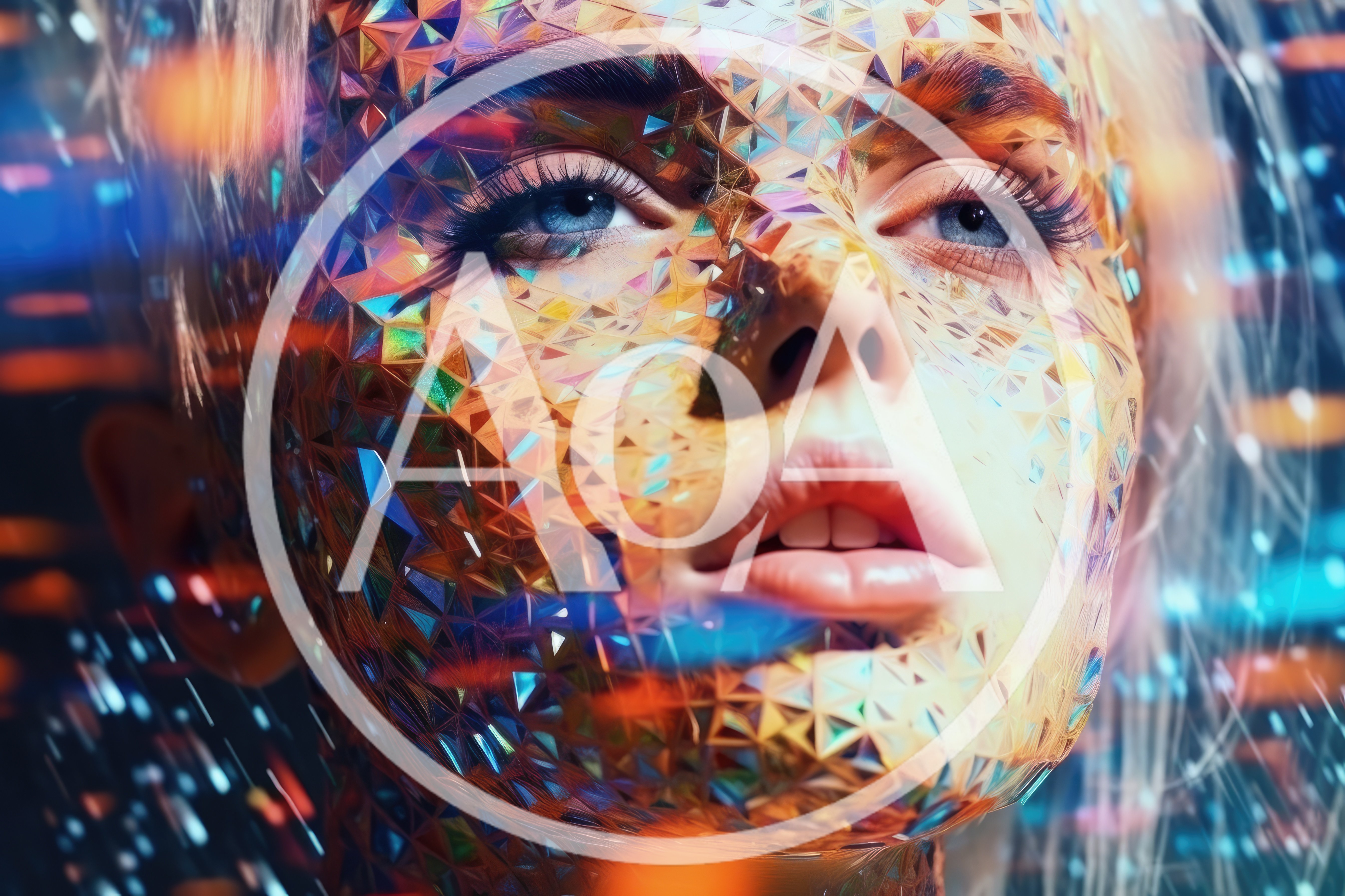 Digital Human Face With Geometric Low Poly Texture