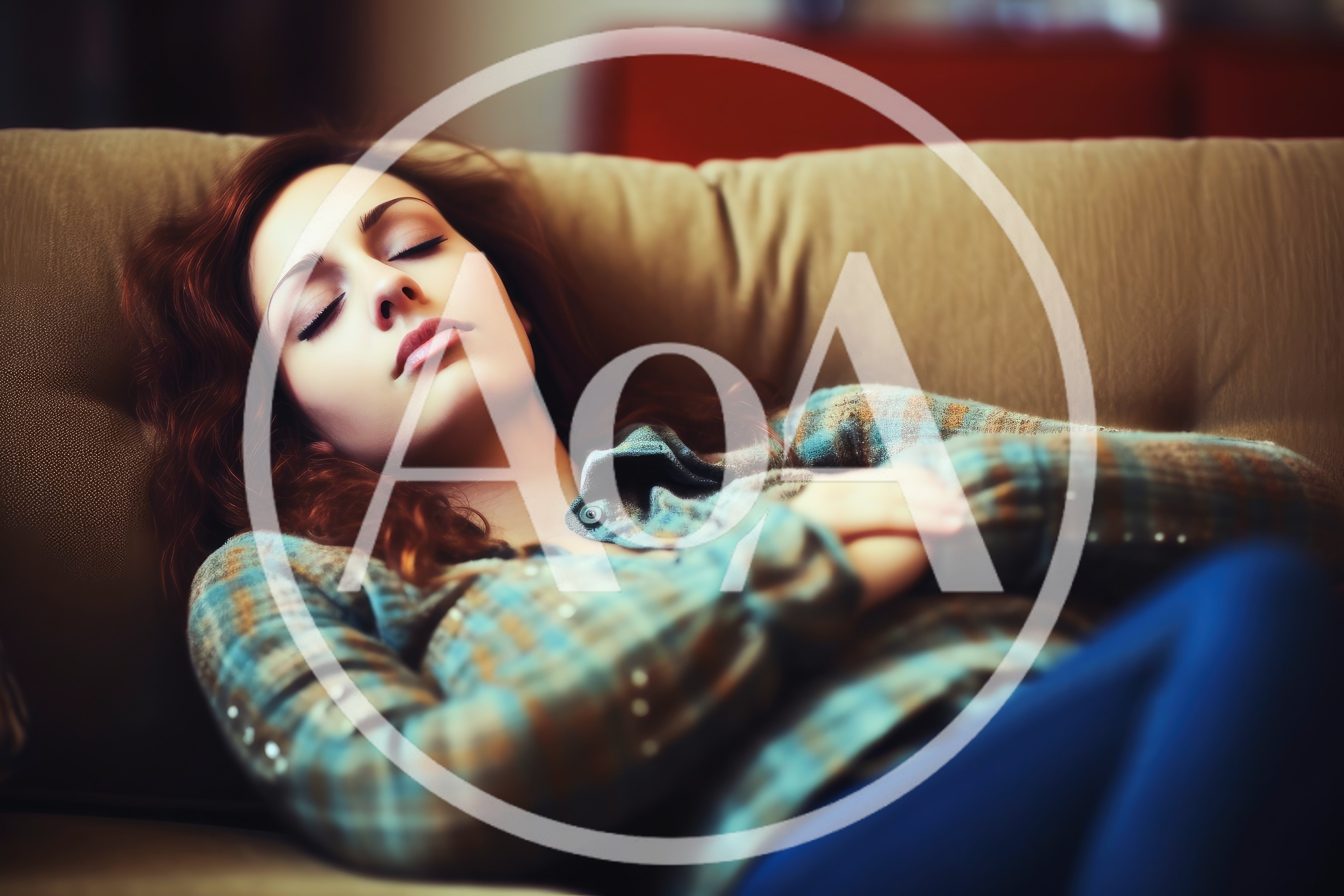 Young Woman Sleeping Peacefully On A Comfortable Sofa