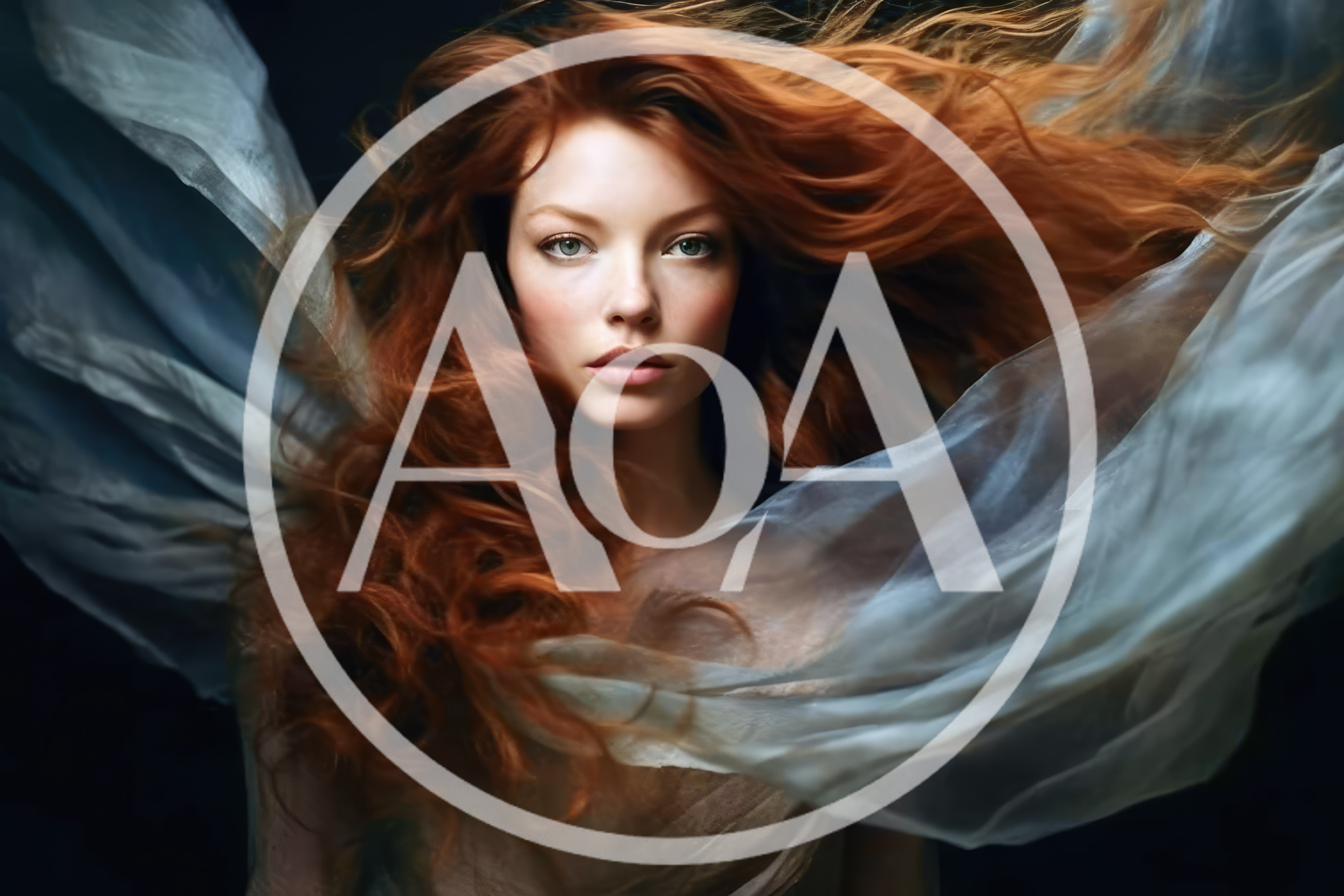 Portrait Of A Woman With Flowing Red Hair