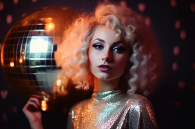 Portrait Of A Glamorous Woman With A Disco Ball