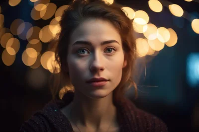Portrait Of A Young Woman With Bokeh Background