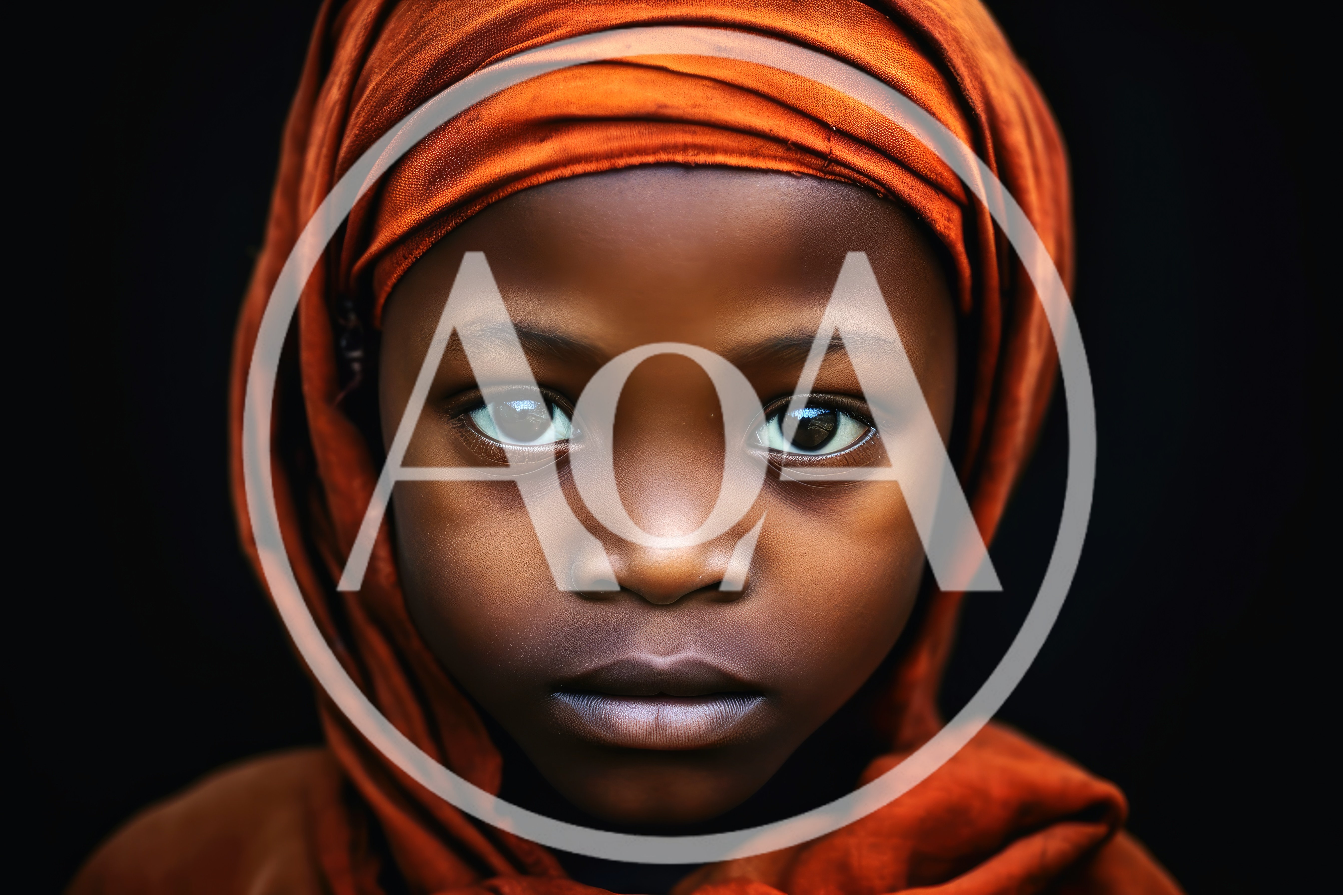 Portrait Of A Young African Girl In Orange Headscarf