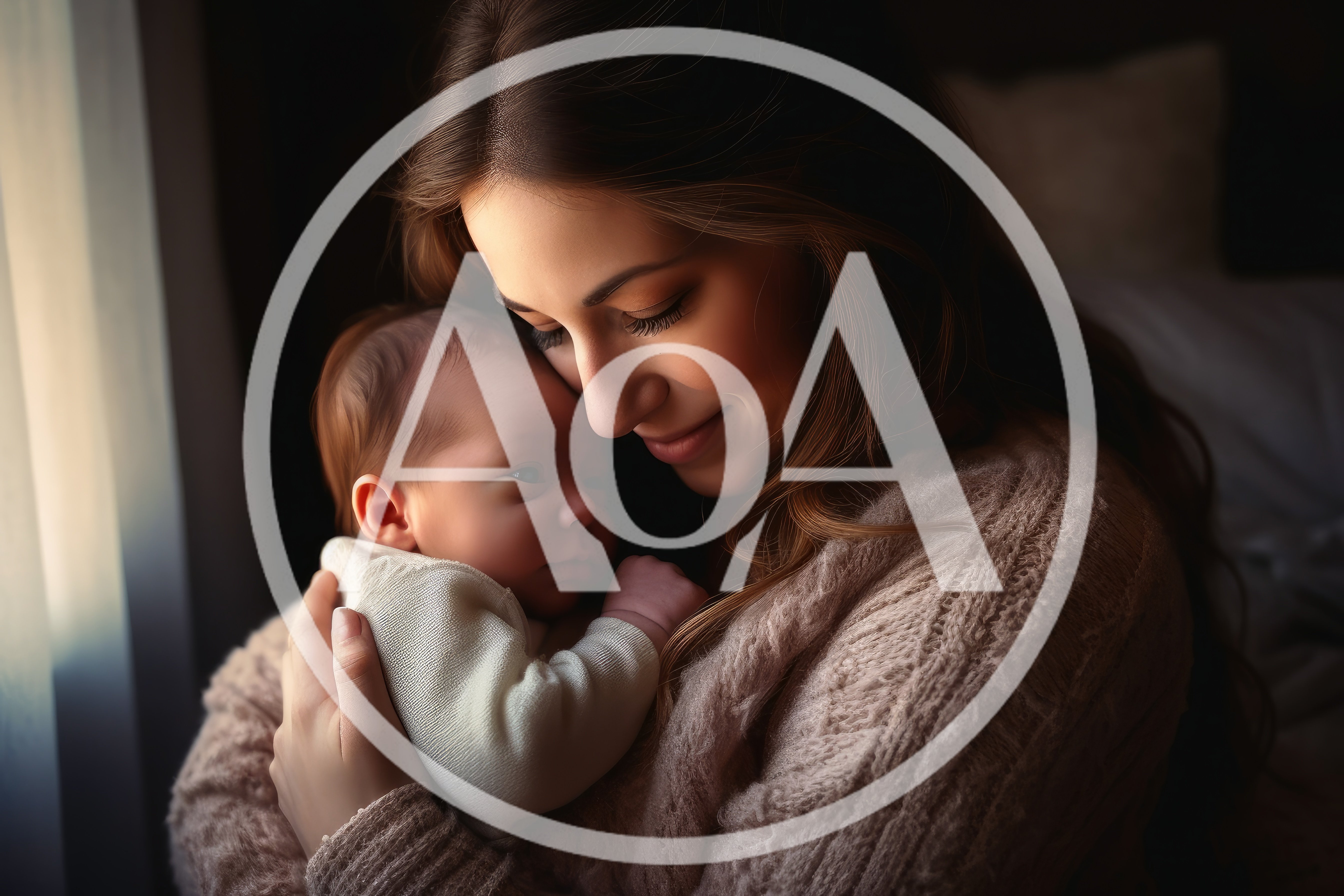 Mother Gently Holding Her Newborn Baby