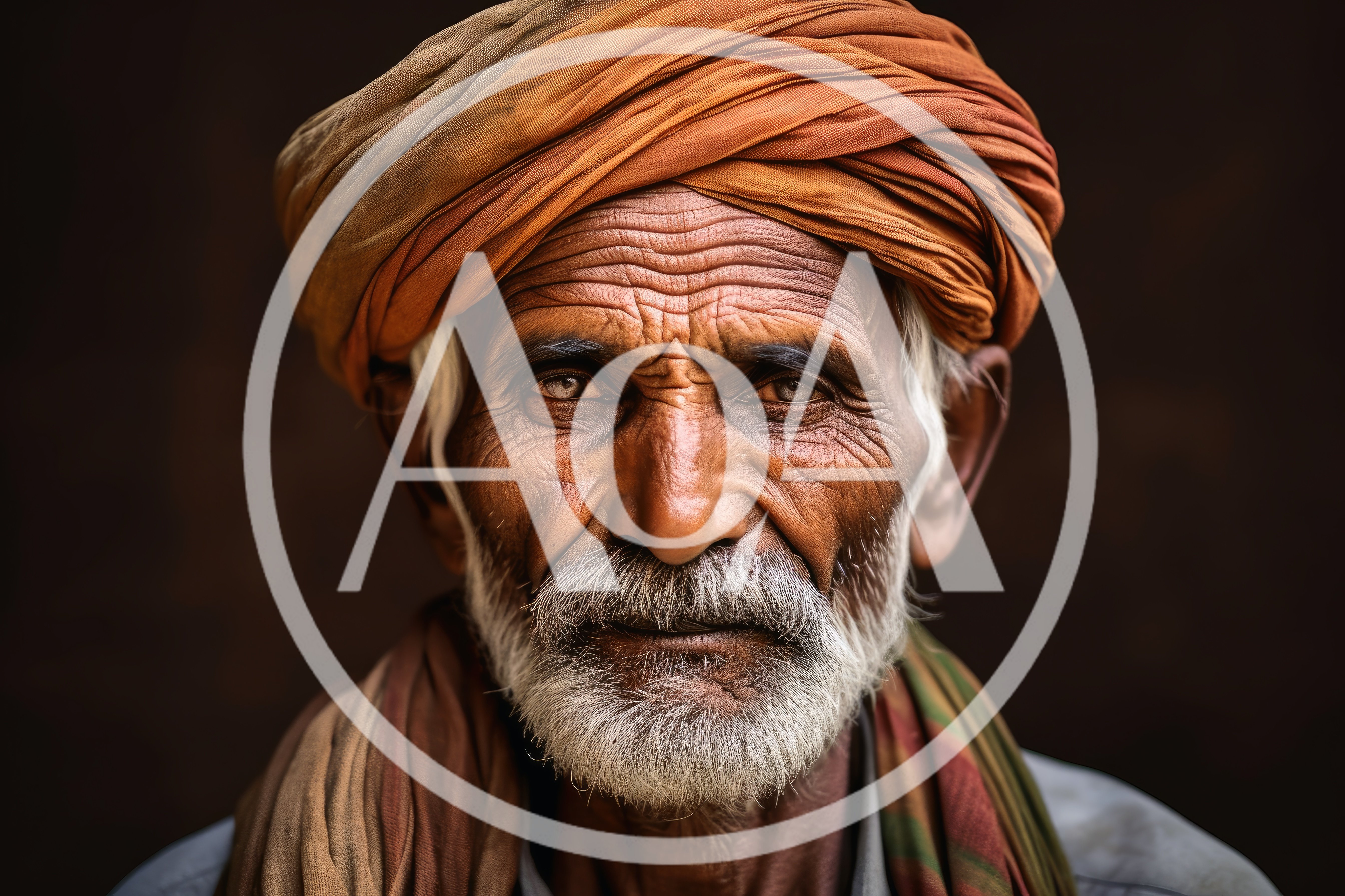 Portrait Of An Elderly Indian Man With Turban