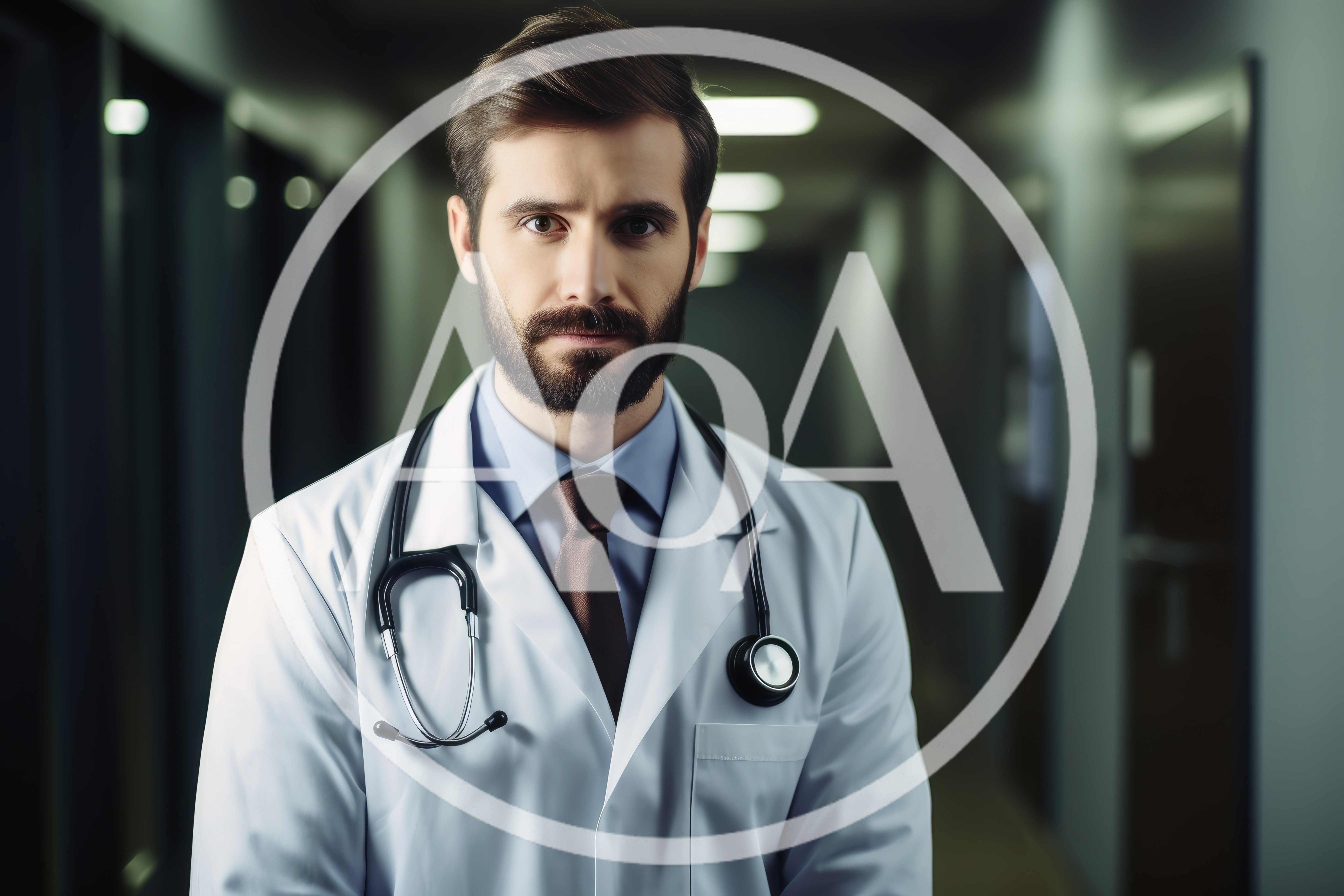 Portrait Of A Professional Male Doctor In Hospital Corridor