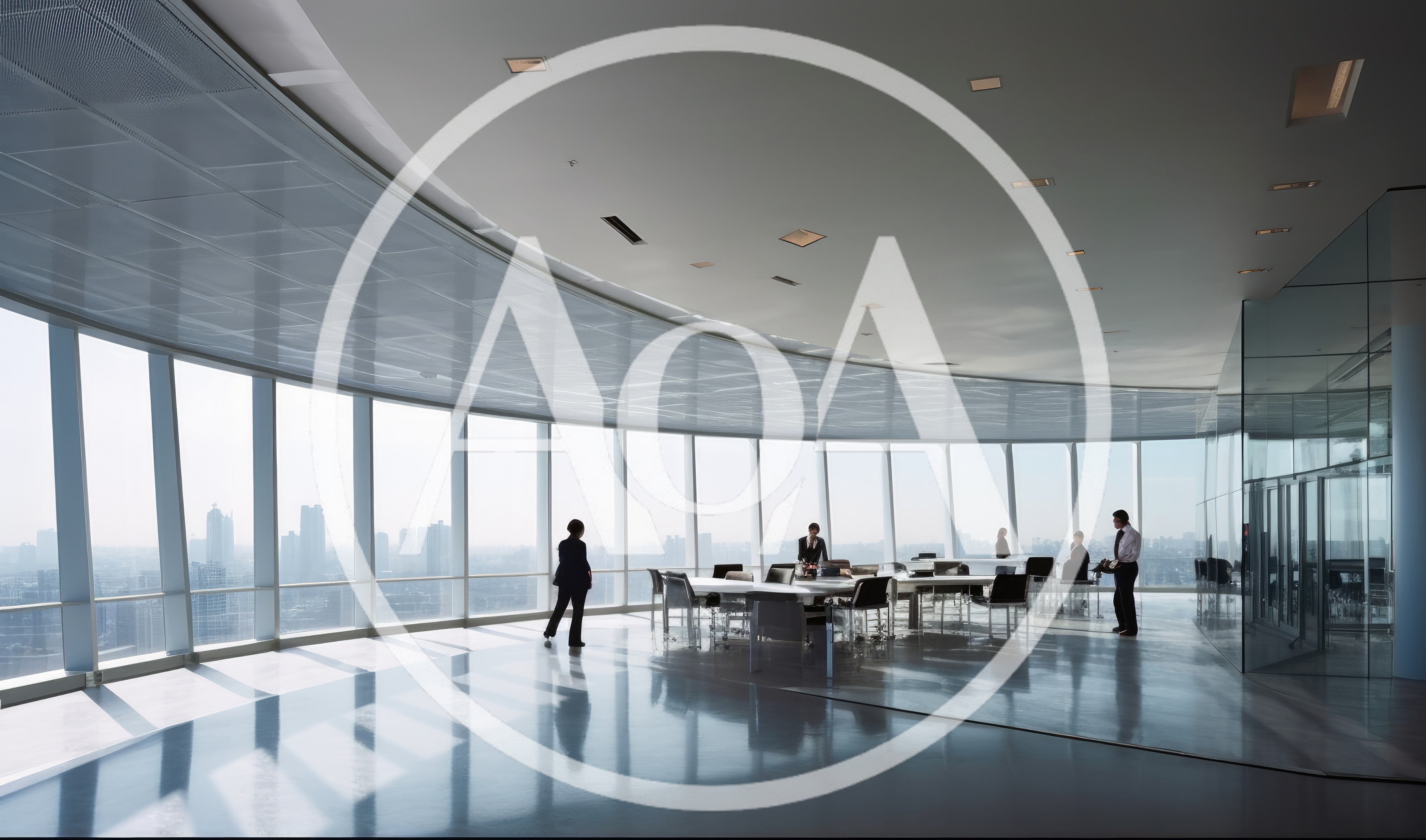 Business Professionals In Modern High Rise Office Boardroom