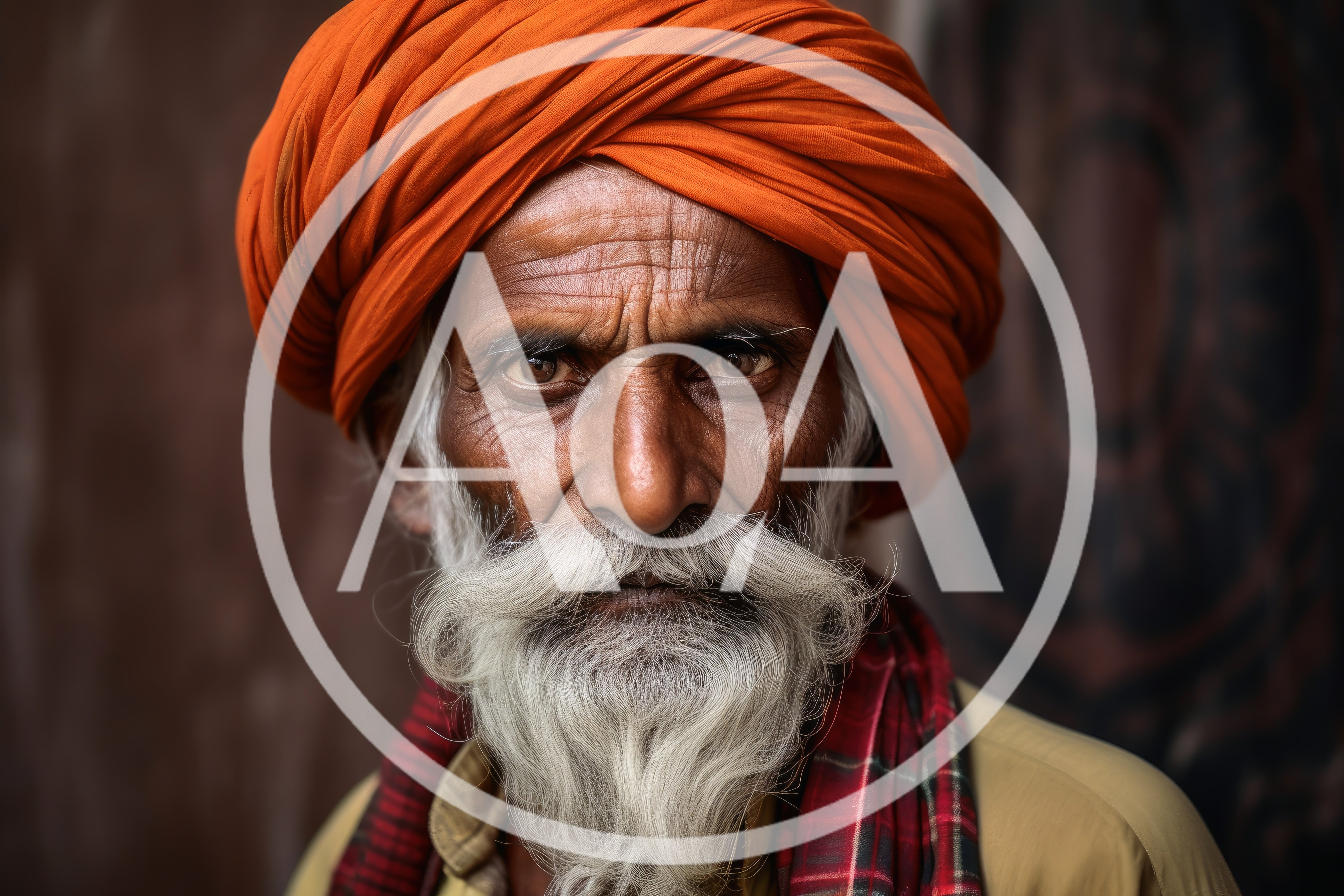 Portrait Of An Elderly Indian Man With Turban