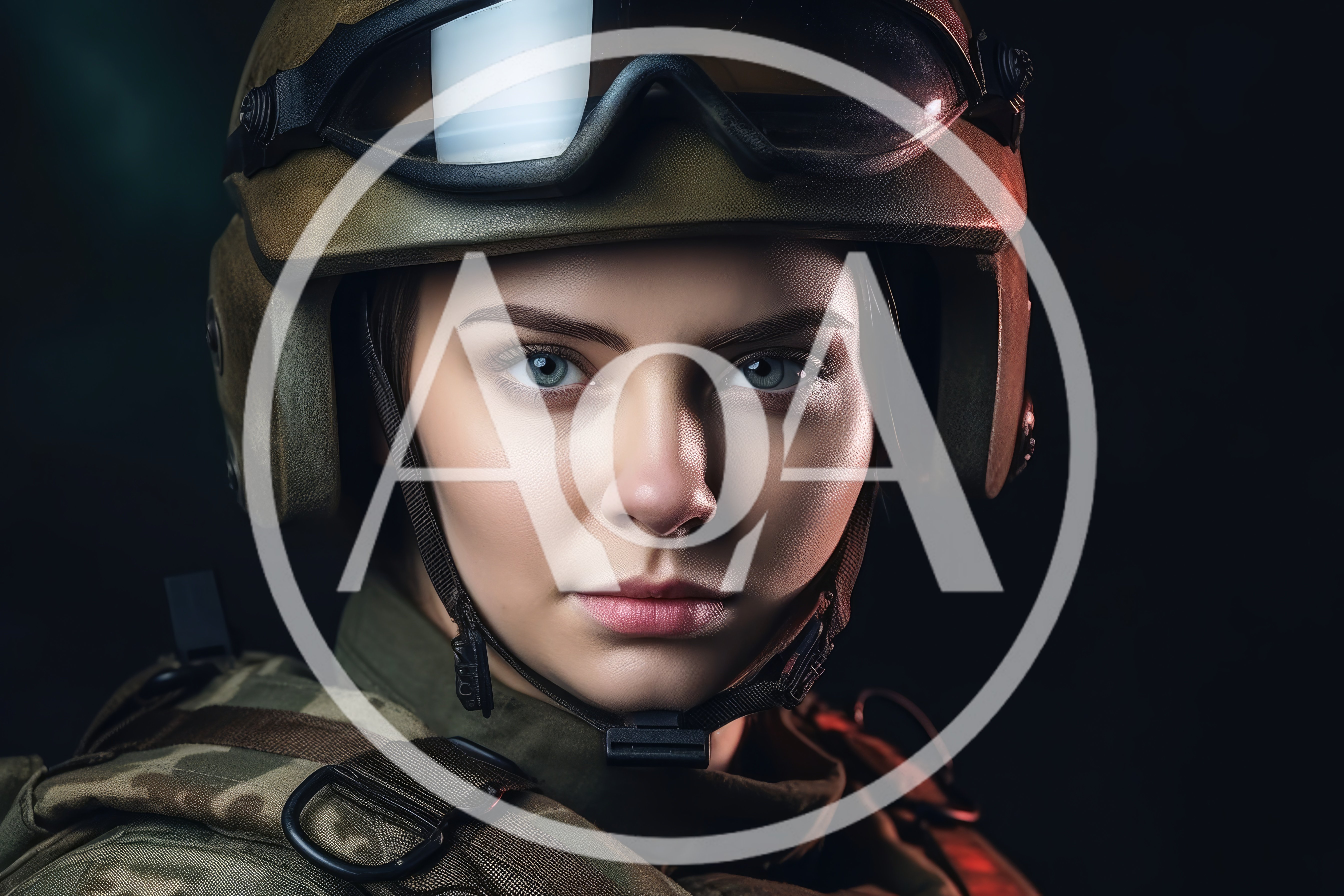 Portrait Of A Female Soldier In Tactical Gear