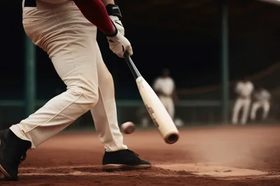 Baseball Player Swinging Bat At Pitch