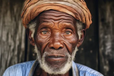 Portrait Of An Elderly African Man With A Turban