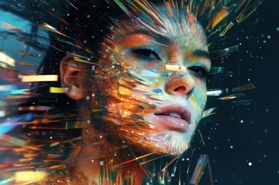 Abstract Digital Portrait Of A Woman With Shattered Face
