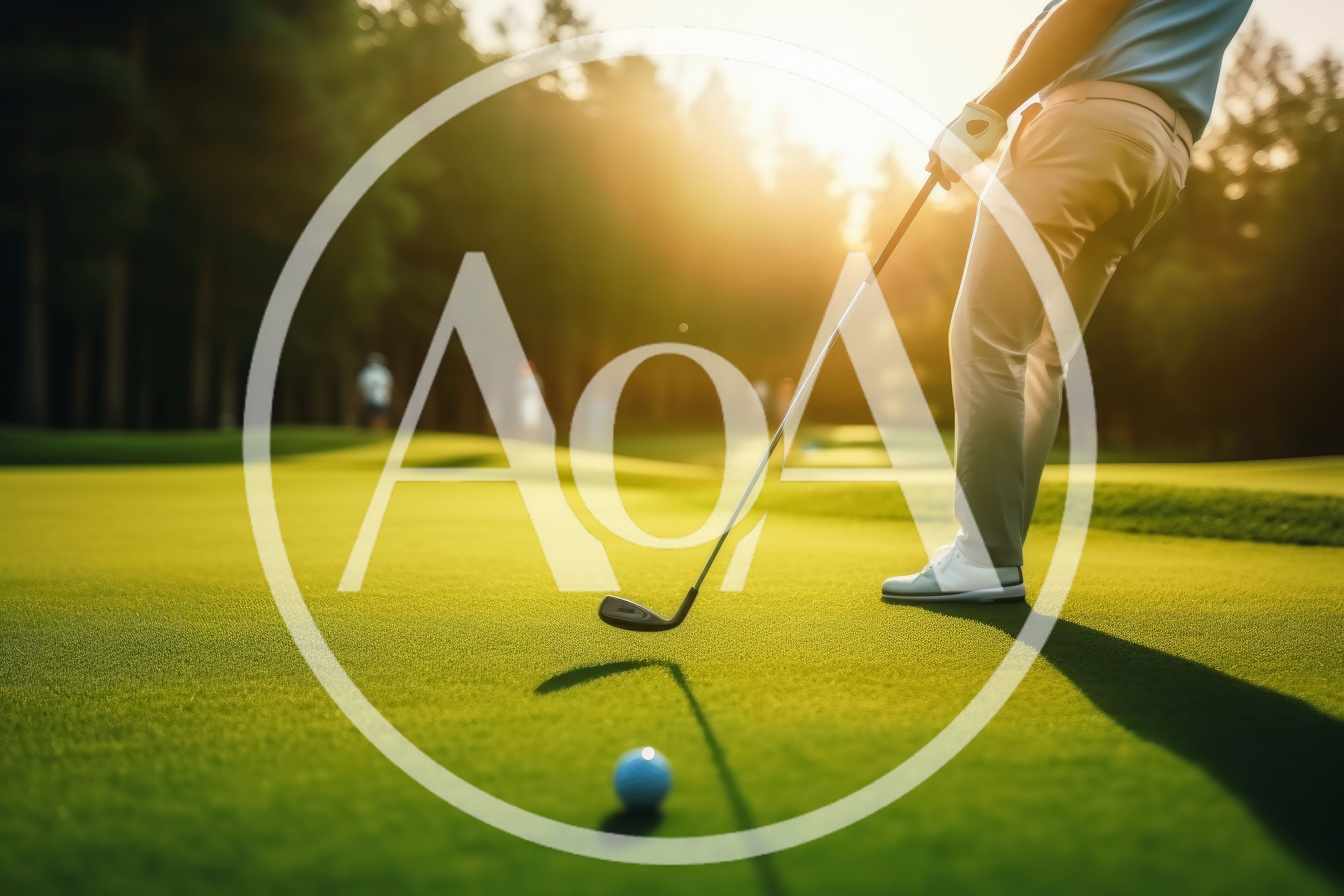 Golfer Preparing To Putt On A Sunny Green