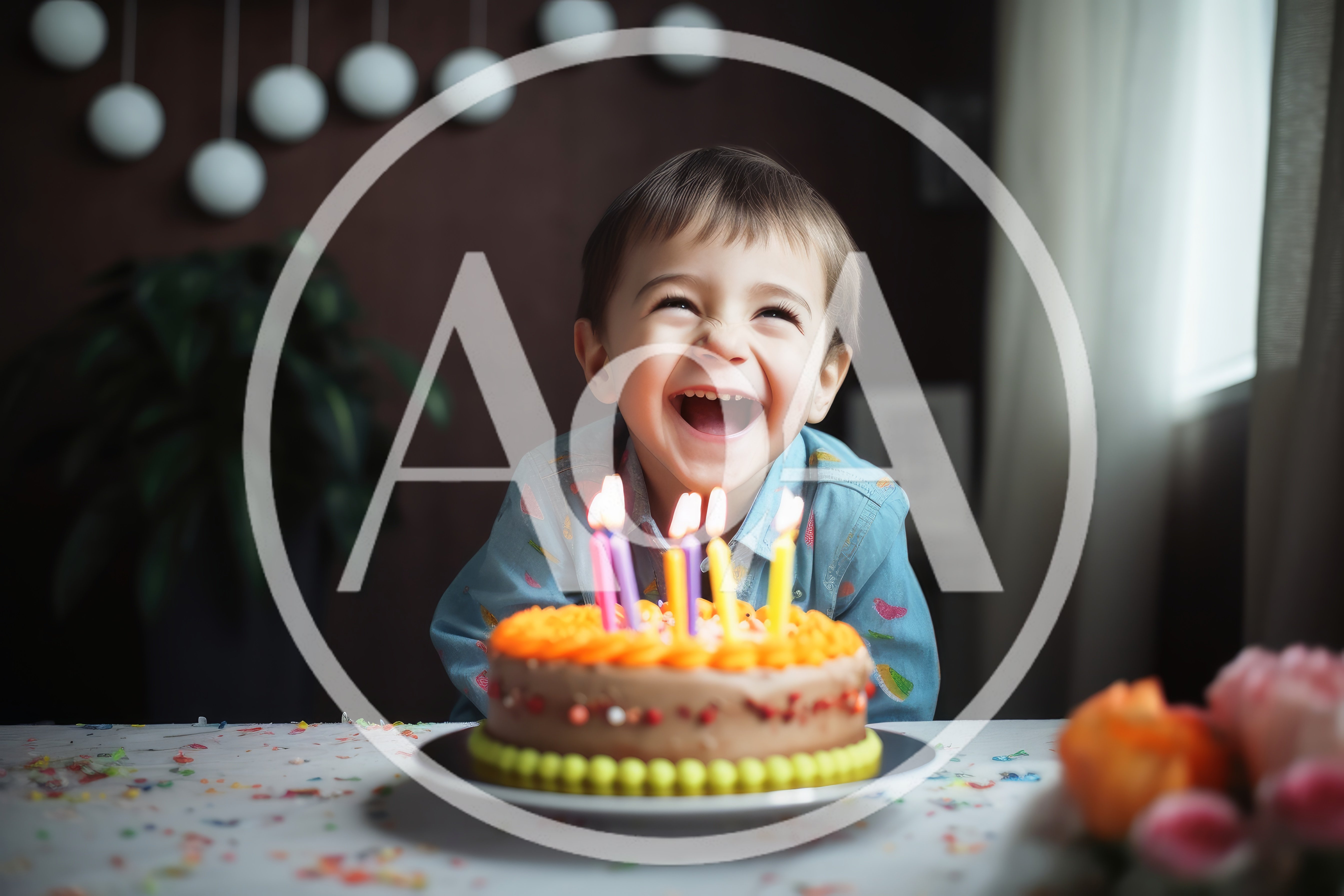 Happy Toddler Boy Celebrating Birthday With Cake