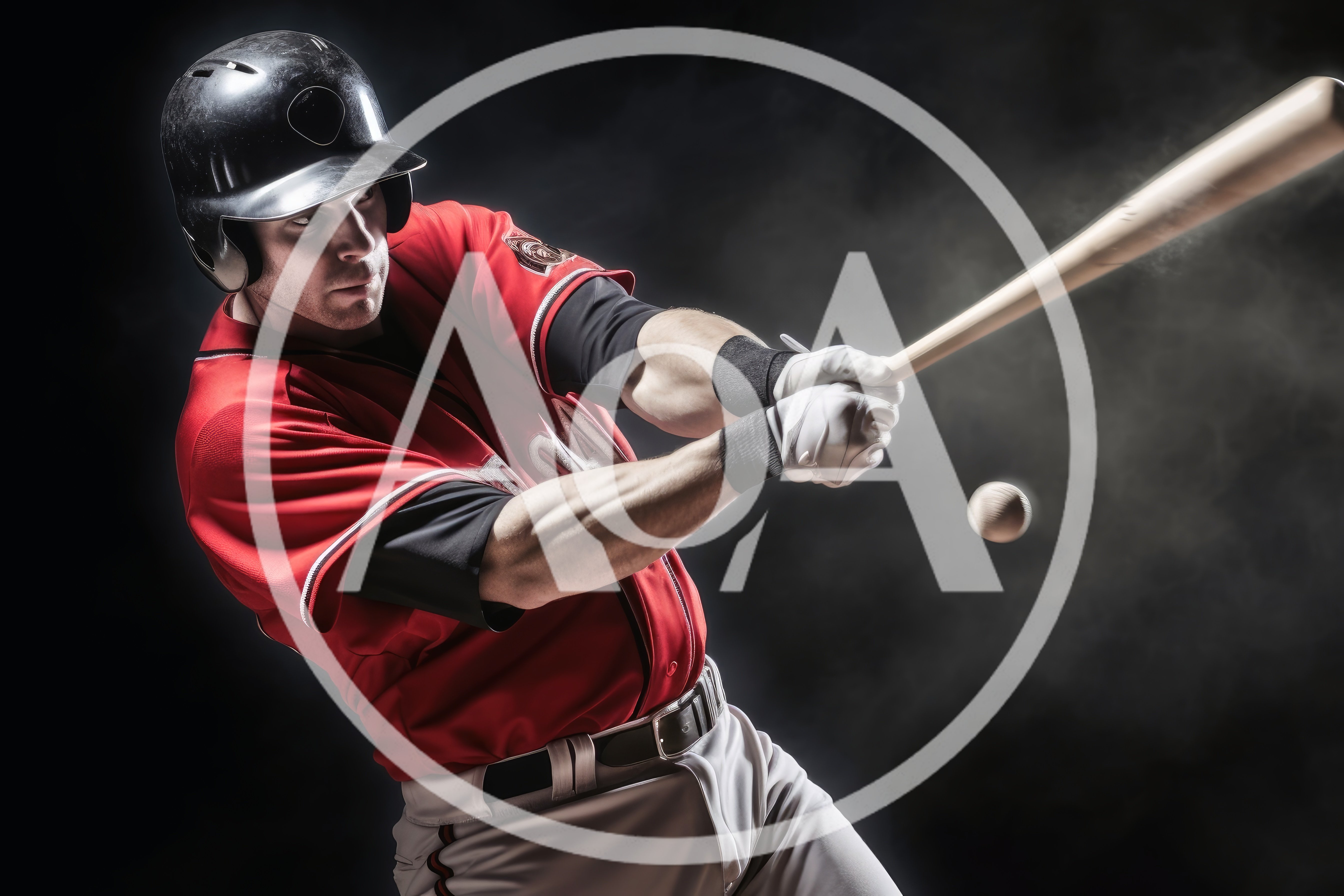 Professional Baseball Player Swinging Bat At Ball