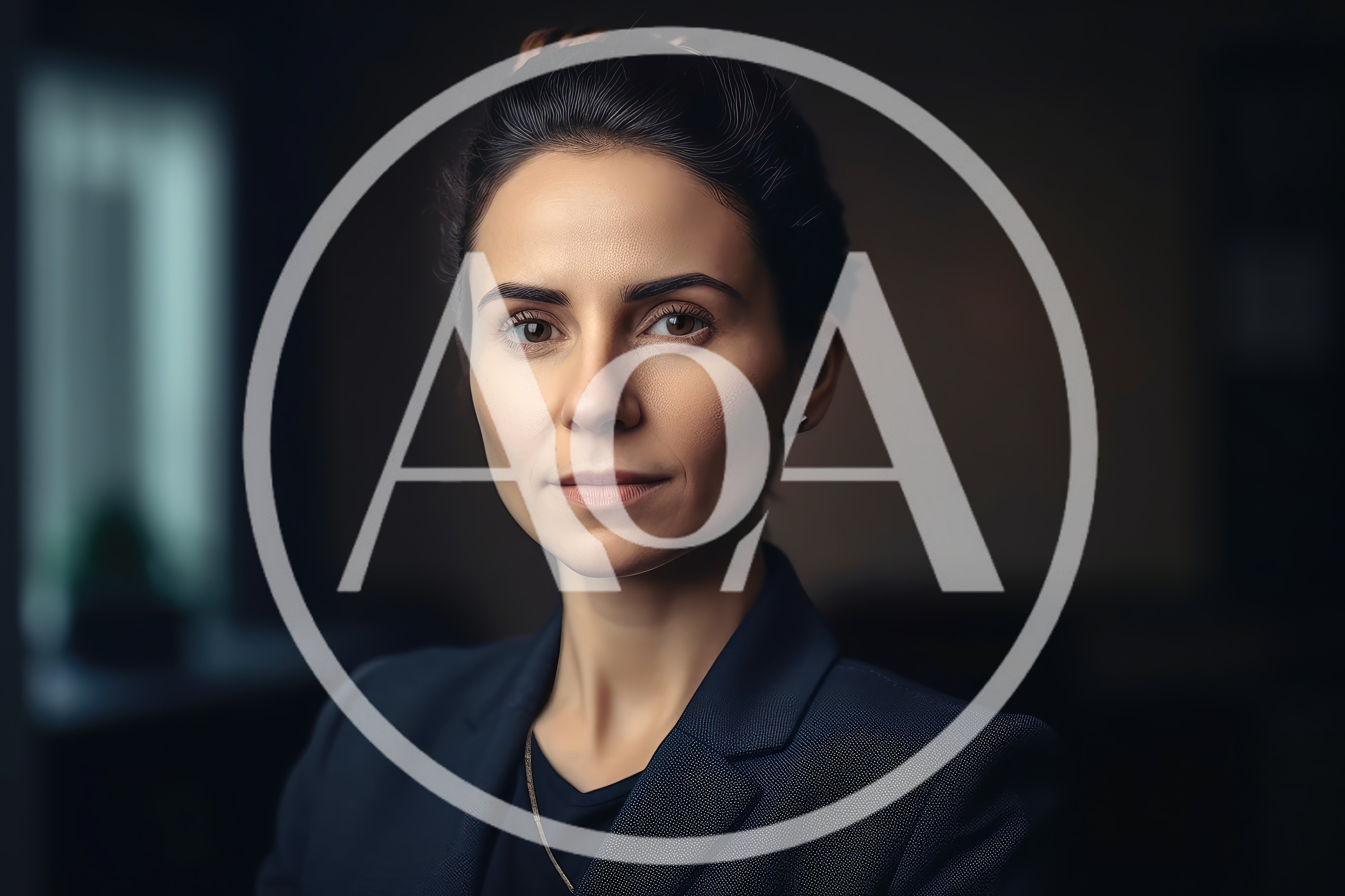 Professional Businesswoman Portrait In A Dark Office Setting