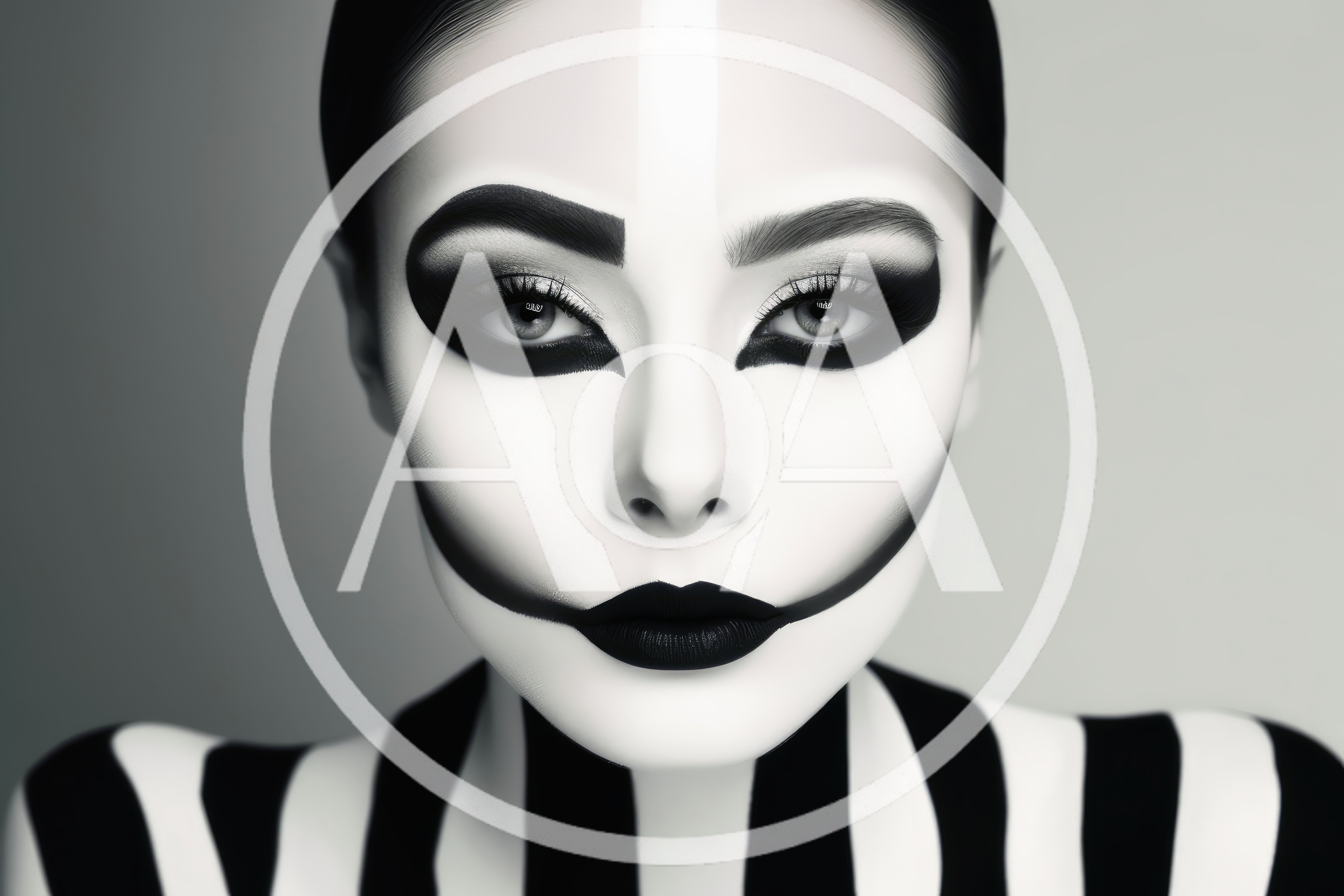 Portrait Of A Woman With Artistic Monochrome Clown Makeup