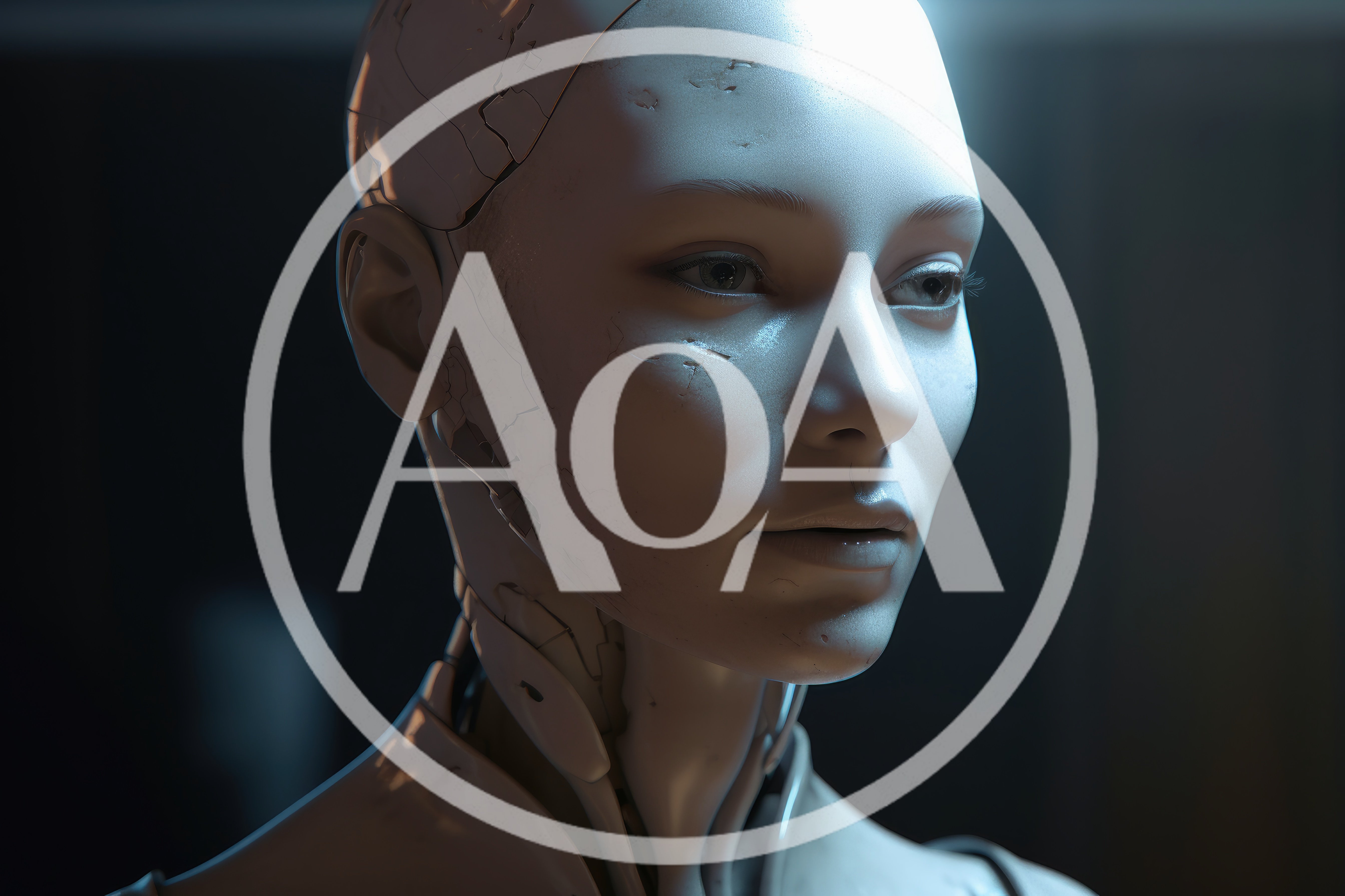 Close Up Portrait Of A Damaged Android Robot