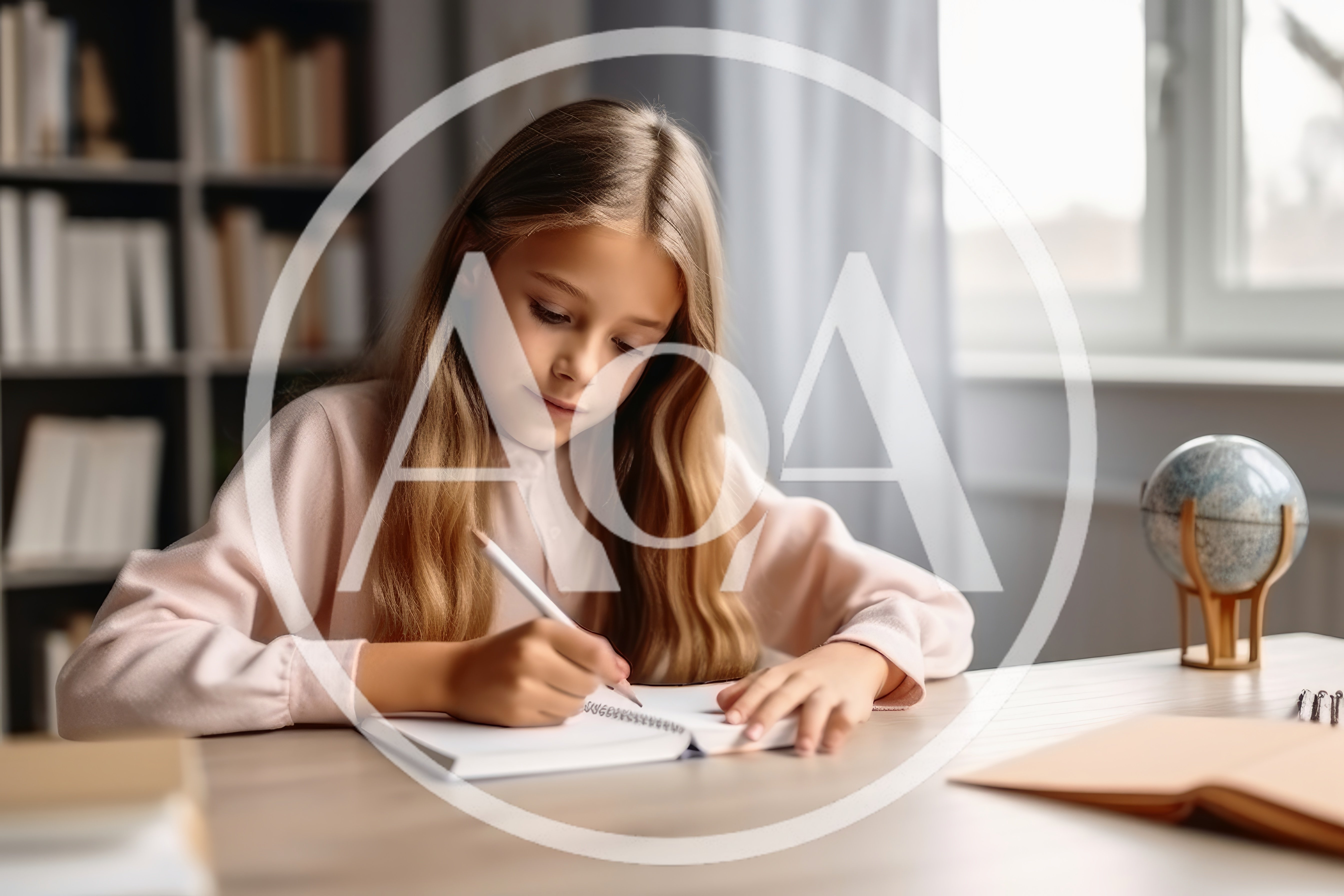 Young Girl Studying And Writing In A Notebook