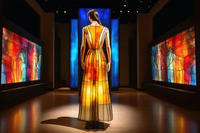 Stained Glass Inspired Dress Display In Art Gallery