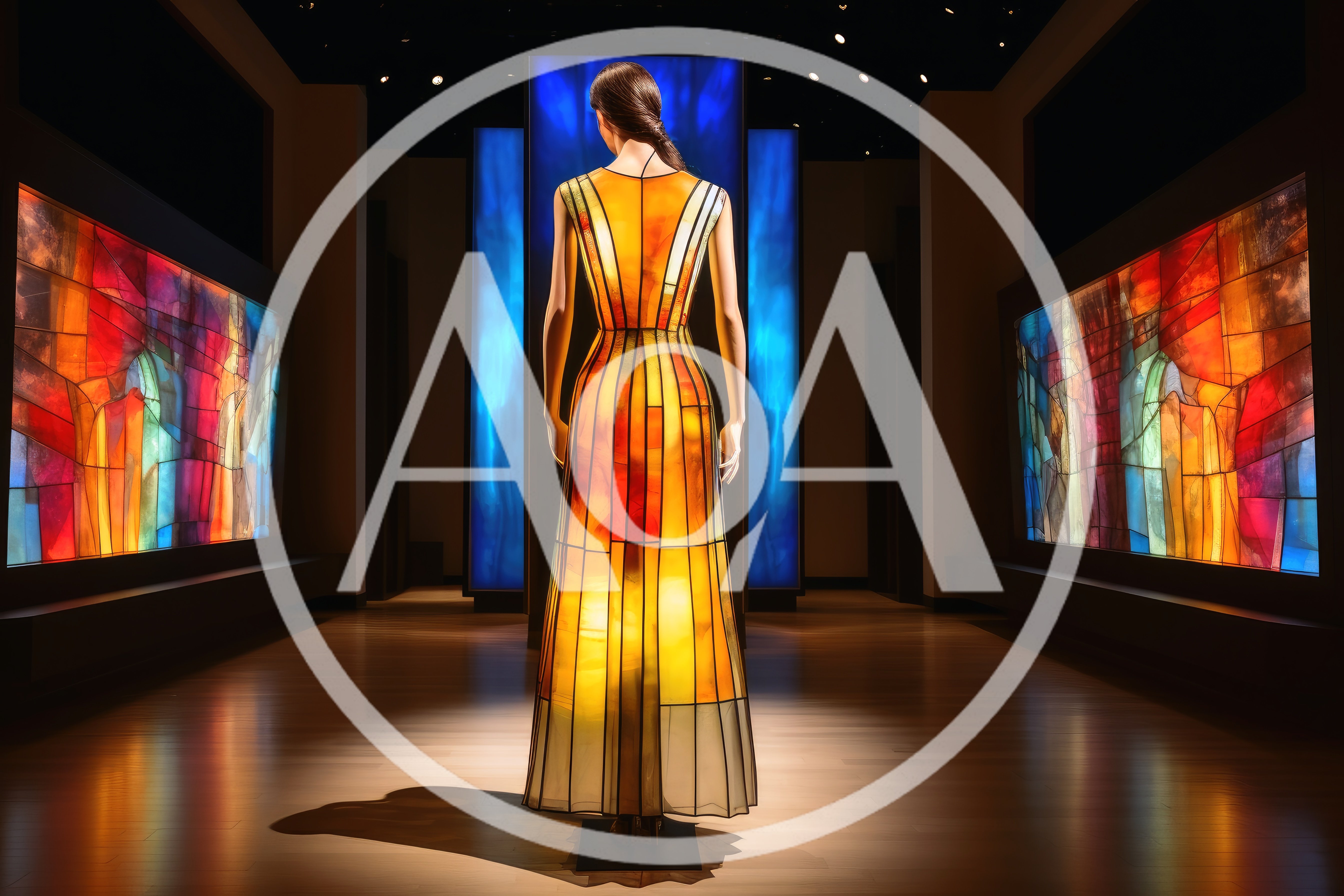 Stained Glass Inspired Dress Display In Art Gallery