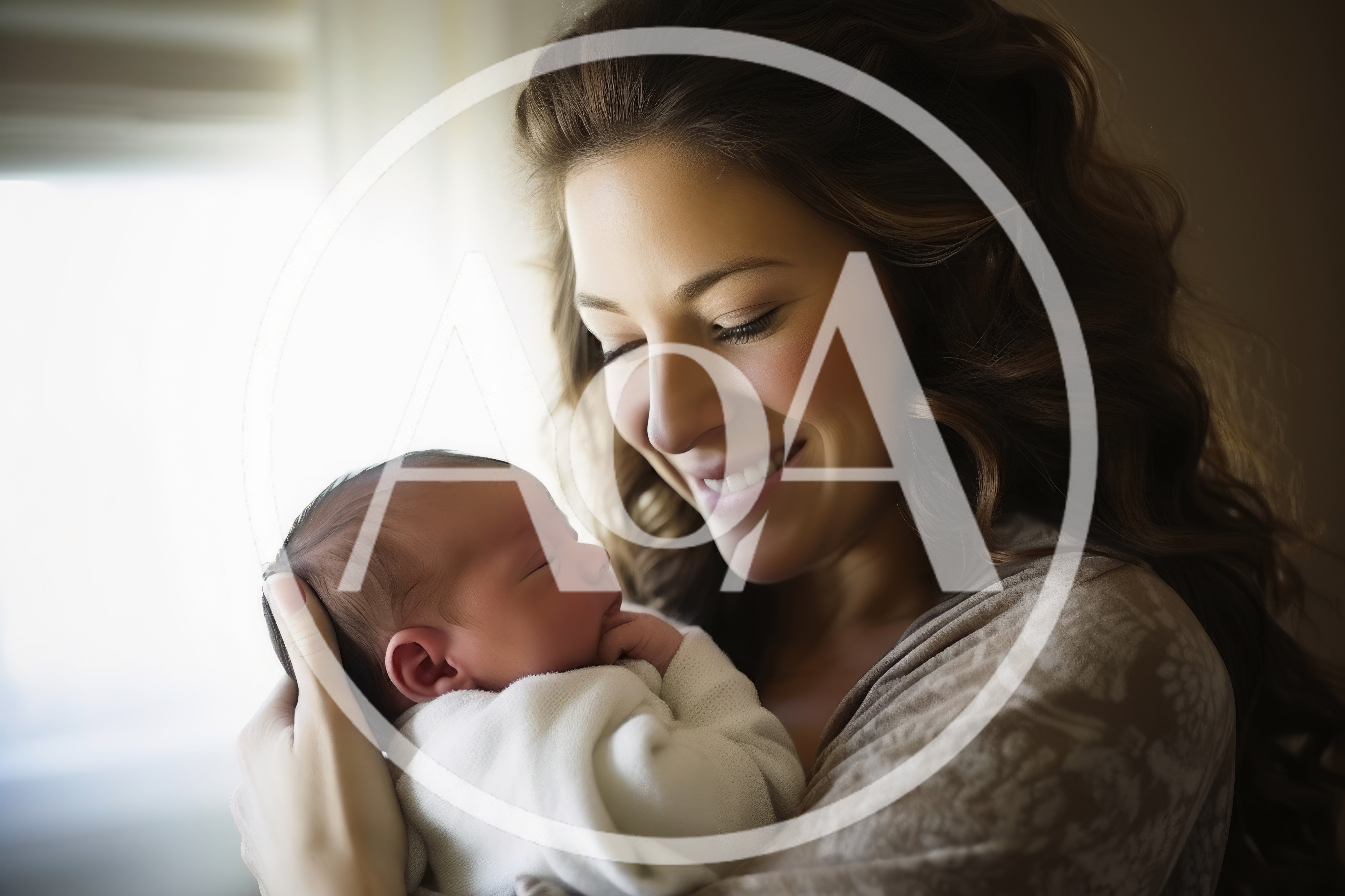 Mother Gently Holding Her Newborn Baby