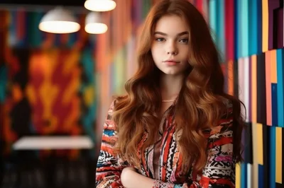 Portrait Of A Young Woman With Wavy Red Hair