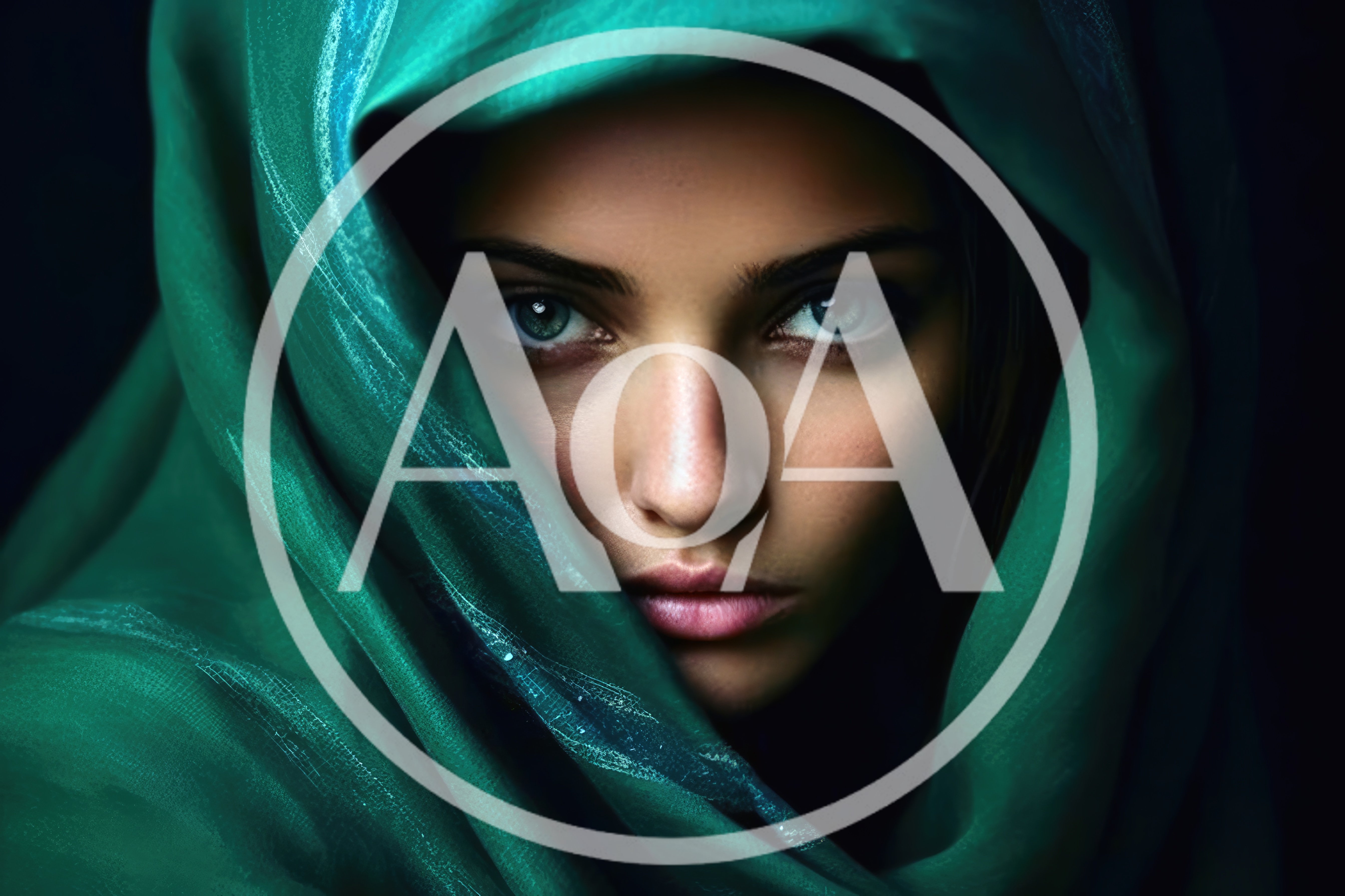 Portrait Of A Woman Wearing A Green Headscarf